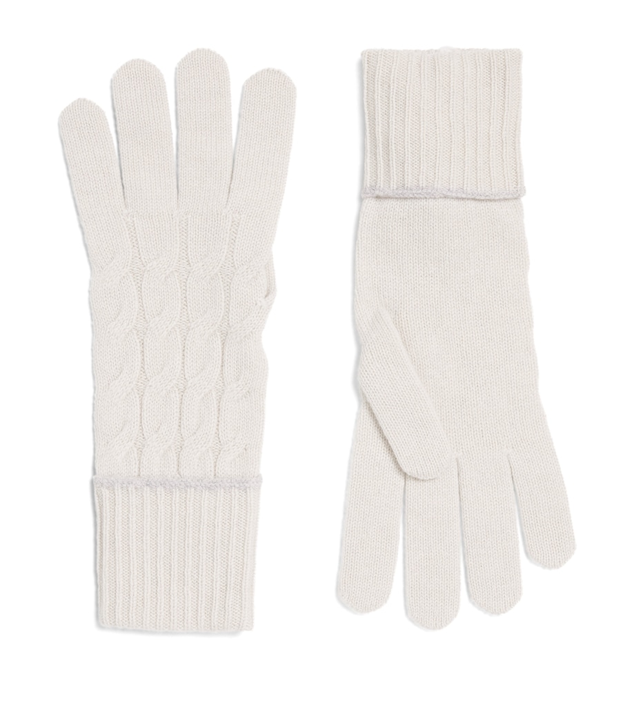 Cashmere Cable-Knit Gloves BEIGE E GRIGIO CHIAR Image 1
