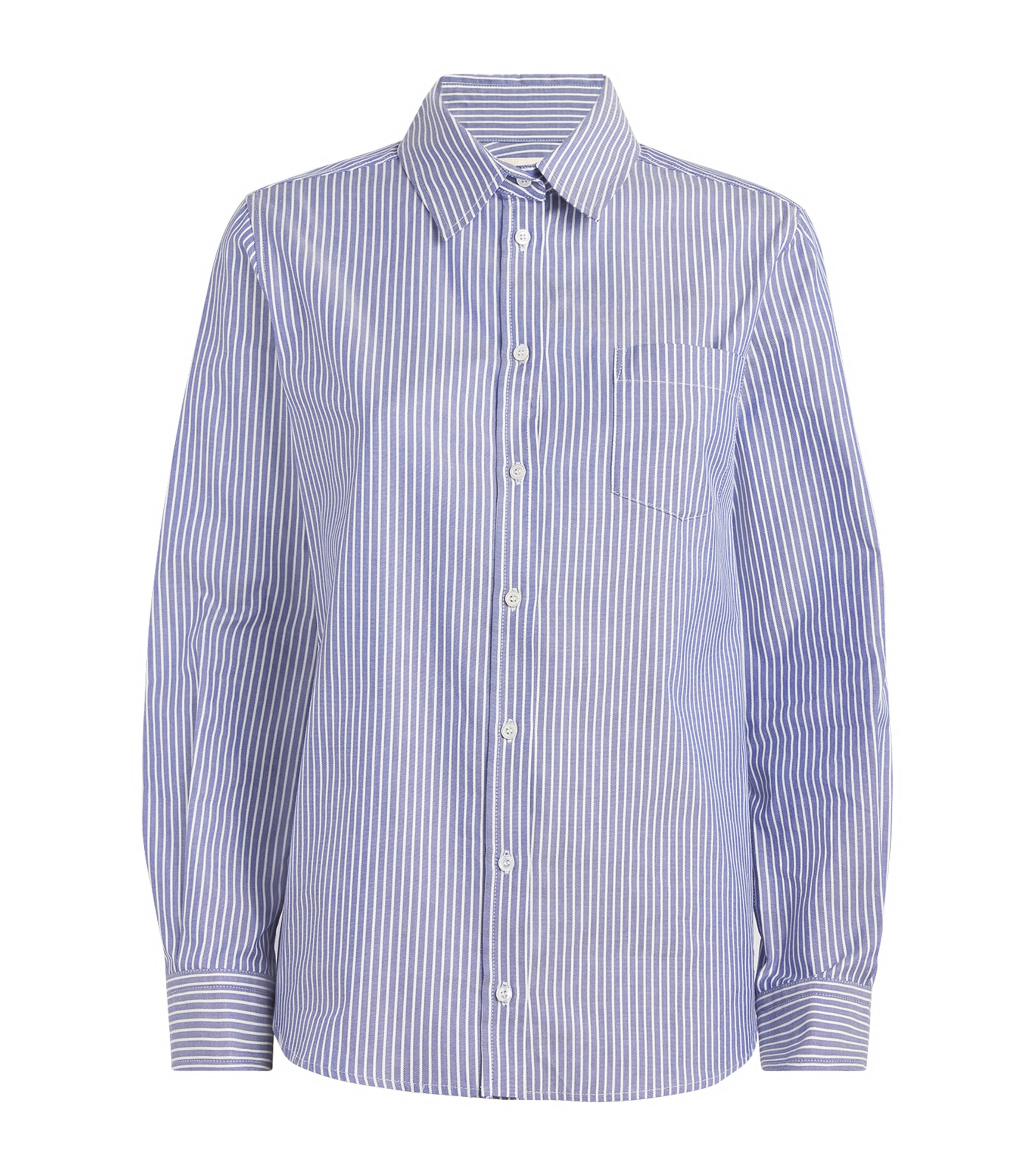 Shop Weekend Max Mara Cotton Striped Shirt In Blue