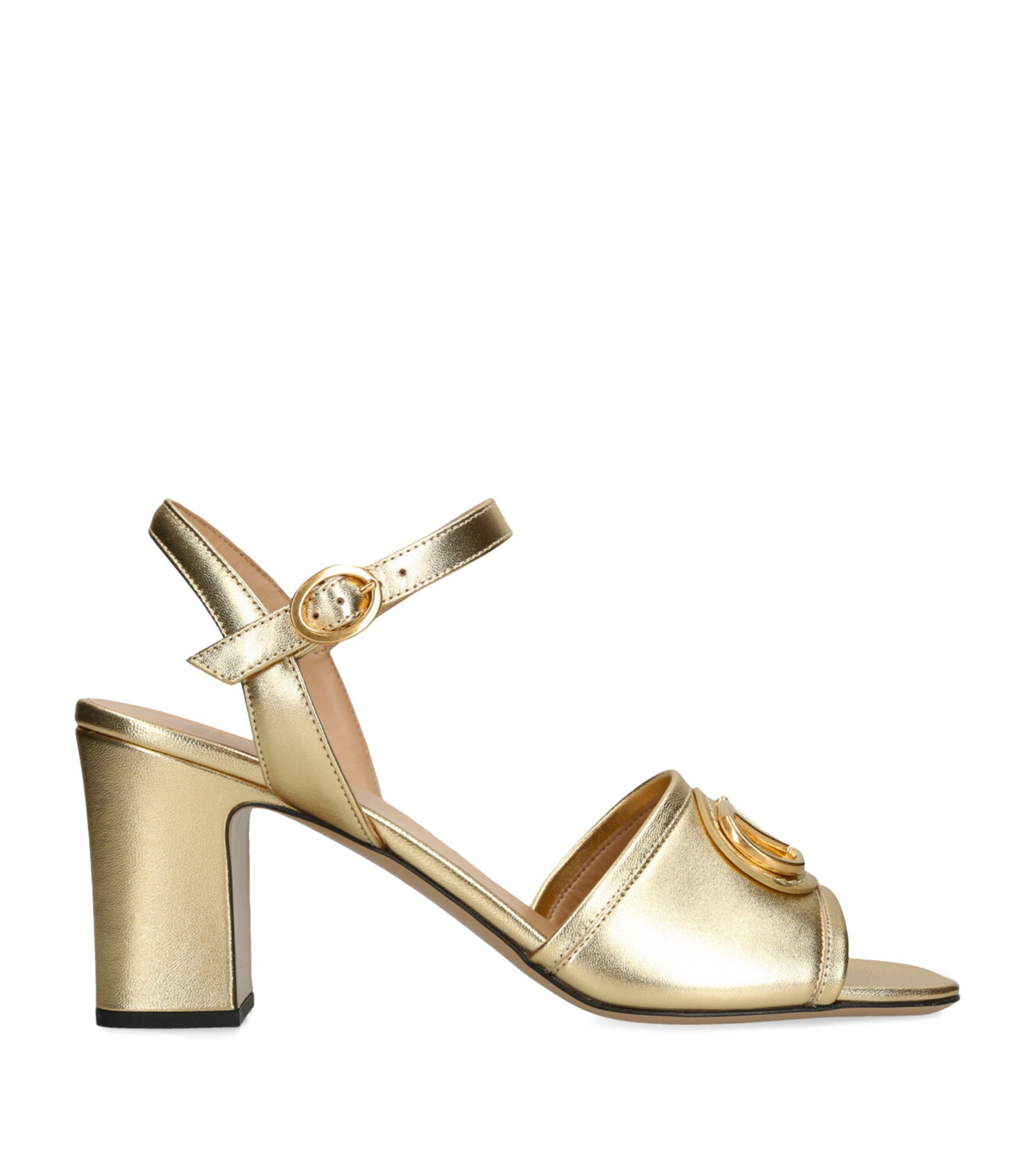 Valentino Garavani Leather VLogo Signature Heeled Sandals 75 Gold Image 1