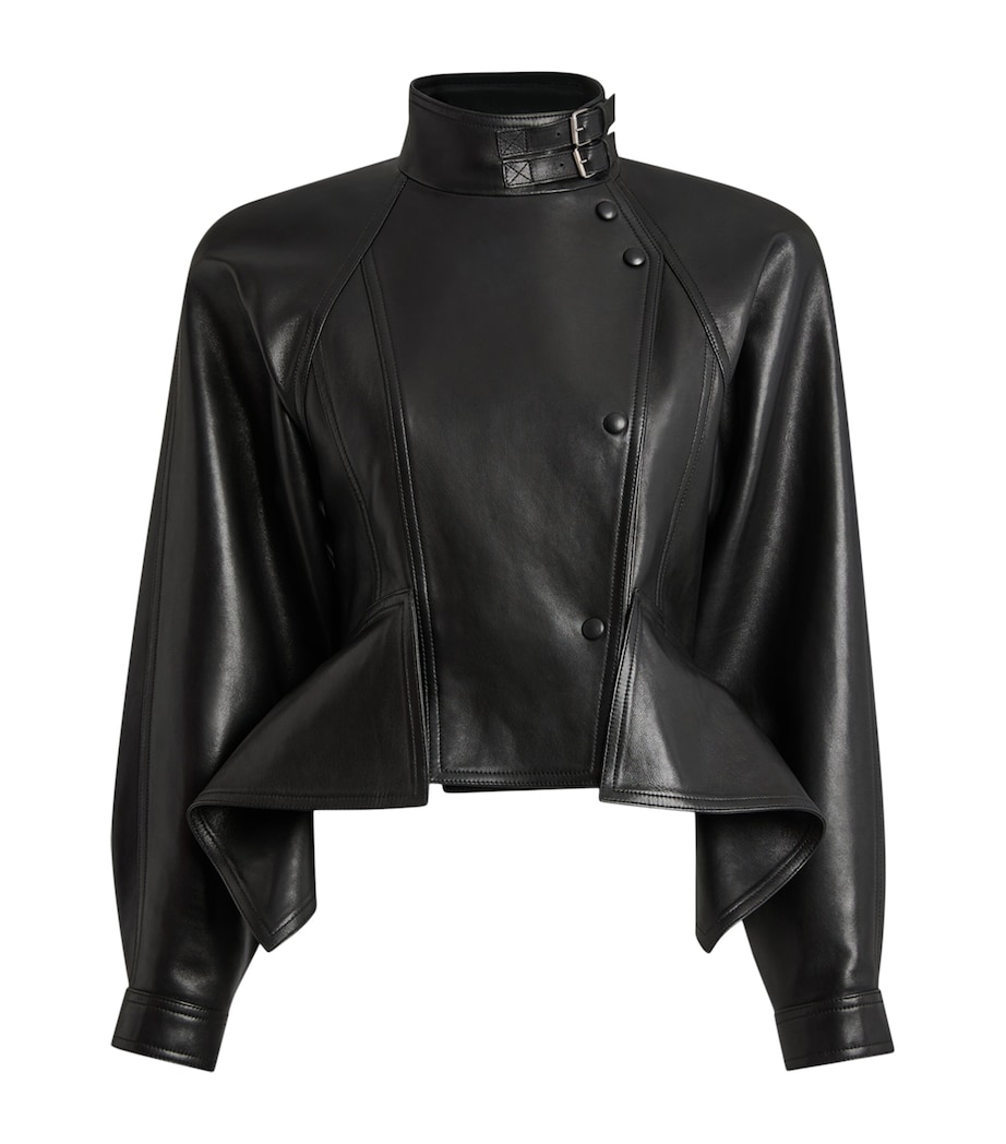 Balmain Womens Lambskin Leather Jacket Noir Image 1