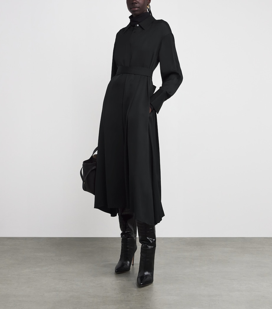 Crepe Orlan Midi Shirt Dress BLACK Image 2