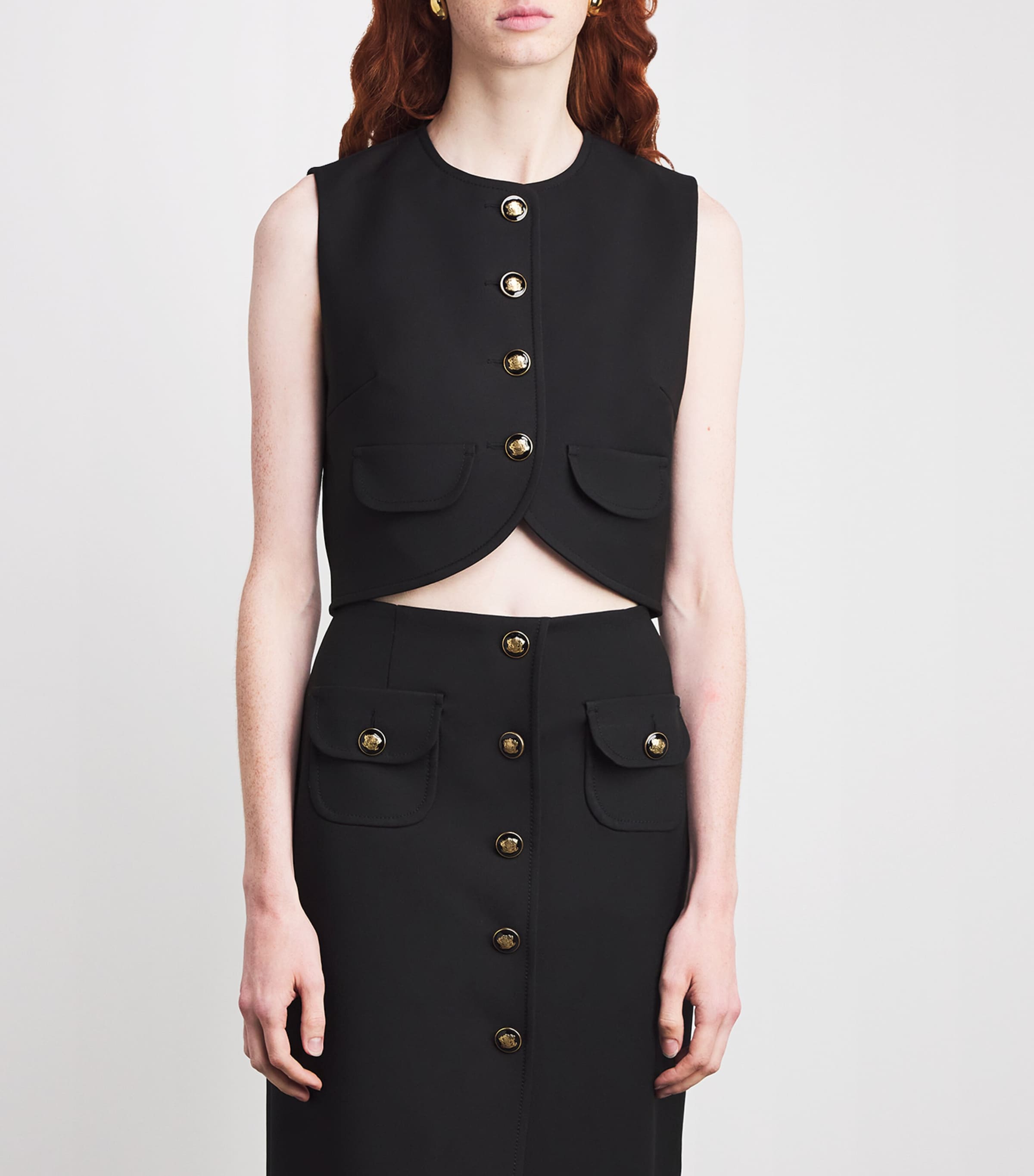 Button-Up Crop Top BLACK Image 3