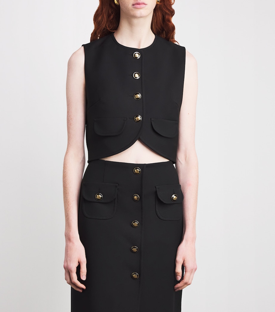 Button-Up Crop Top BLACK Image 3