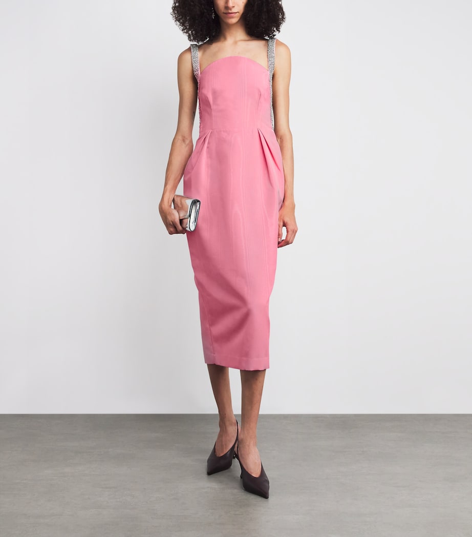 Crystal-Trim Amaro Midi Dress PINK Image 2