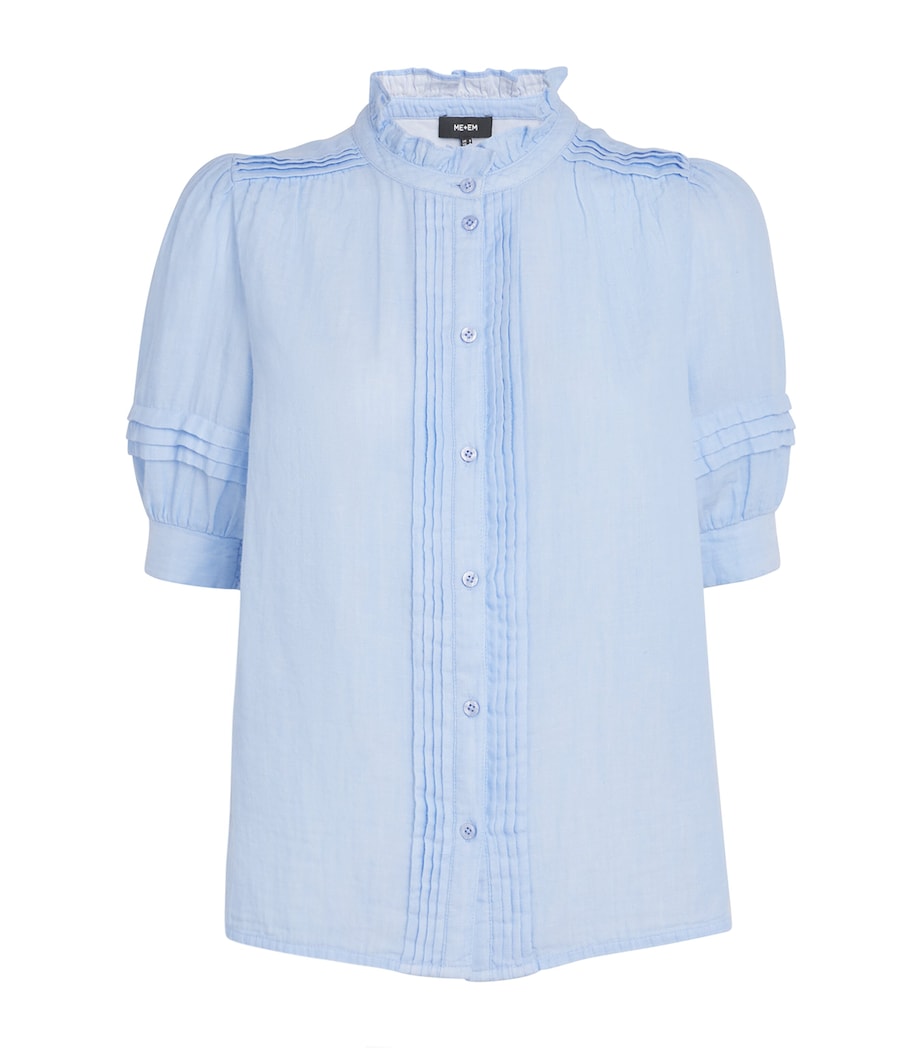 Cotton Frill-Trim Blouse CLOUD CHAMBRAY BLUE Image 1