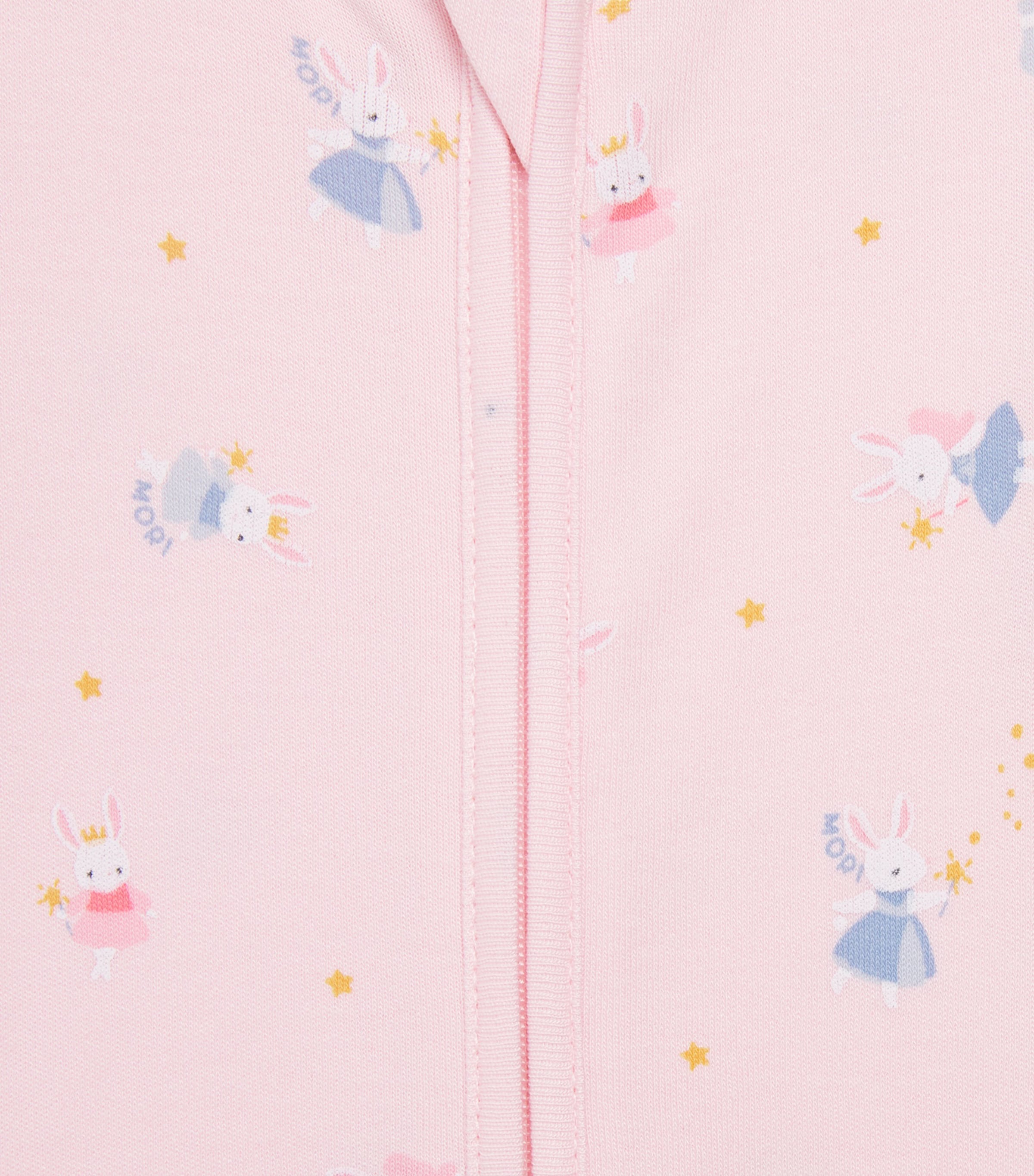 MORI Enchanted Bunny Print Clever Playsuit (0-24 Months) Pink Bunny Image 3