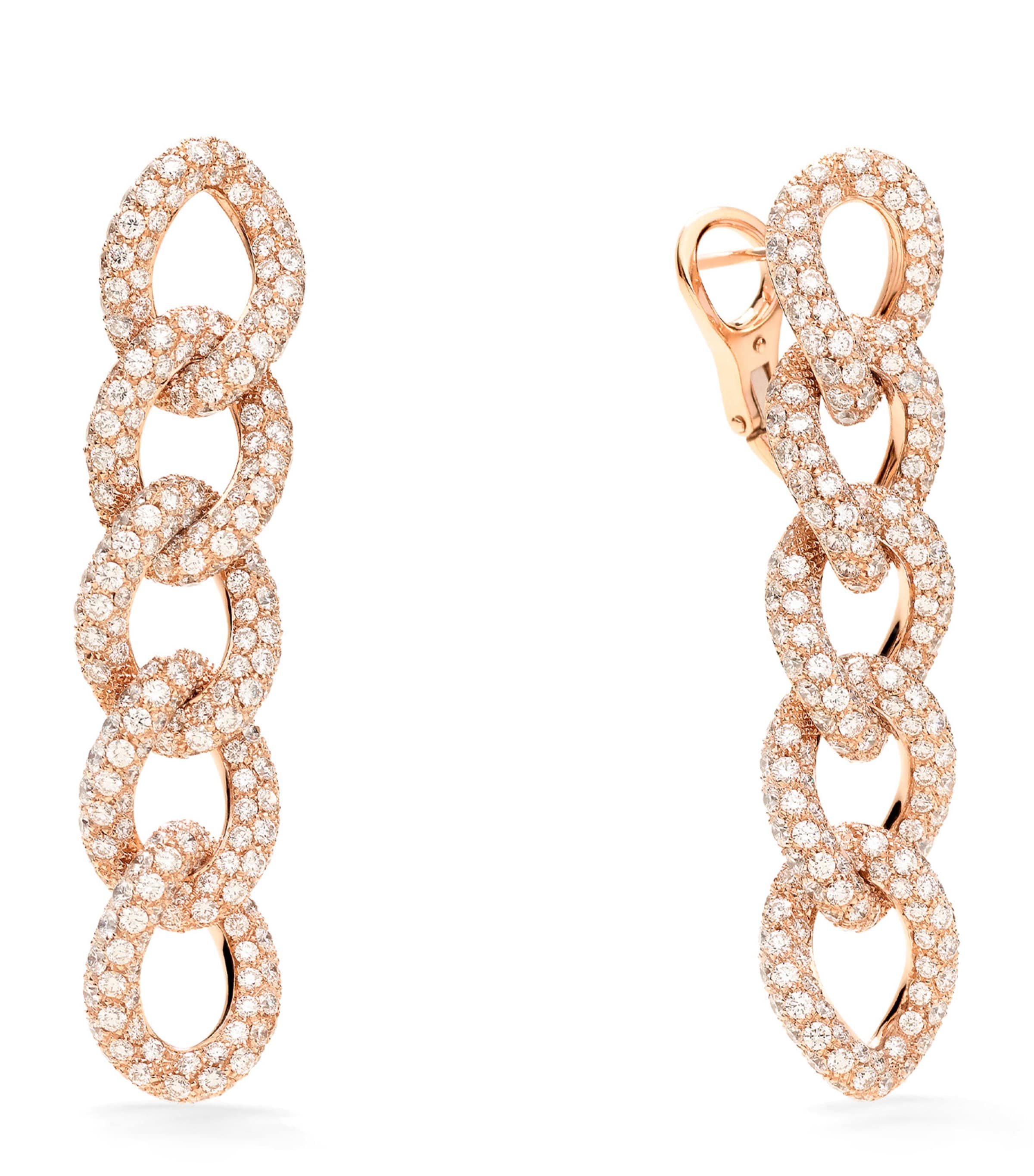 Pomellato Rose Gold And Diamond Catene Earrings In Rose Gold