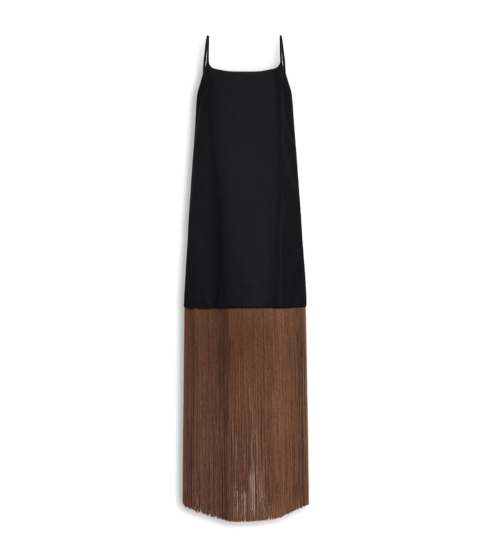 Alaïa Fringed Mini Slip Dress Noir Alaia
