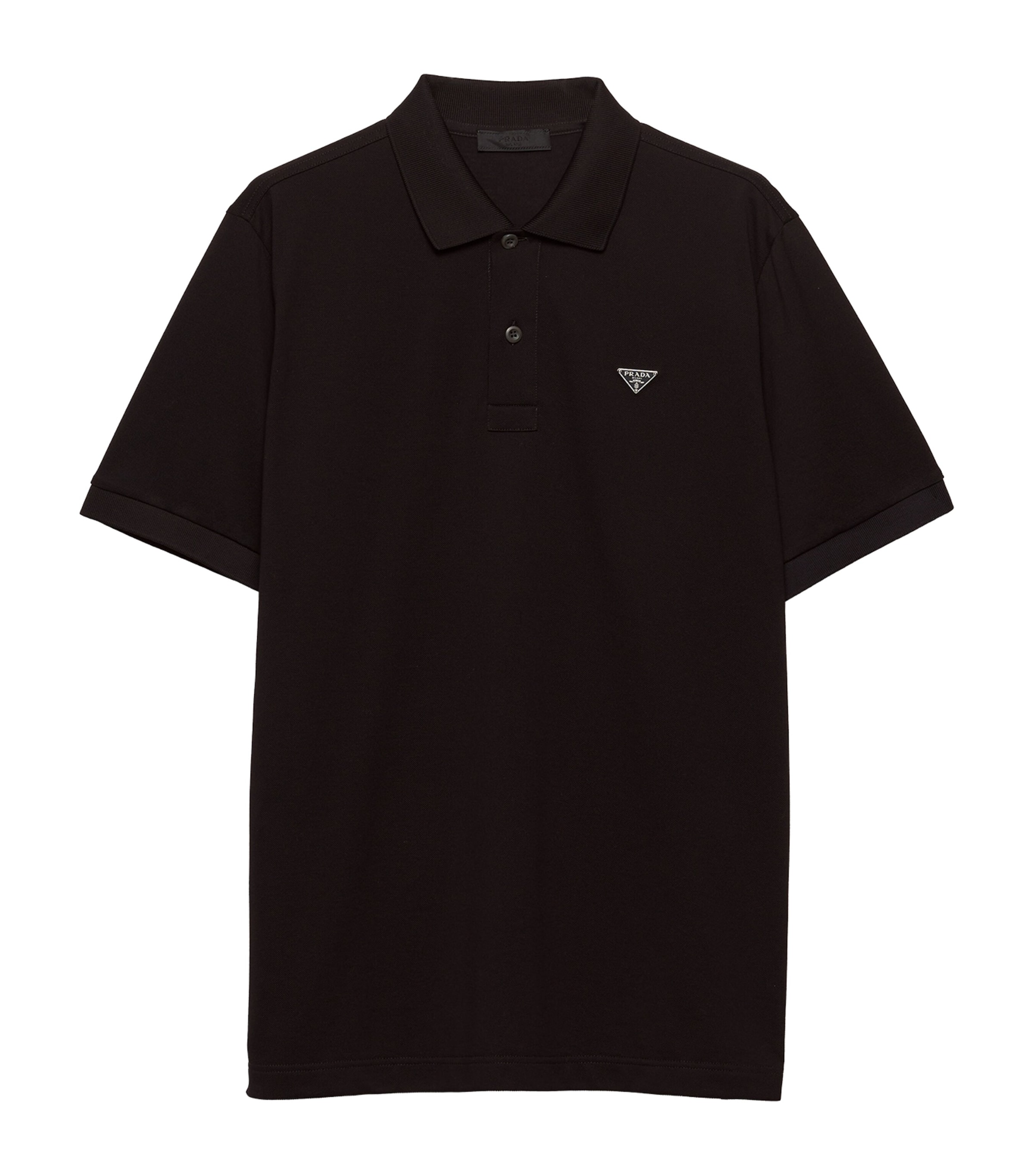 Prada Mens Cotton Piqué Slim Polo Shirt Black Image 1