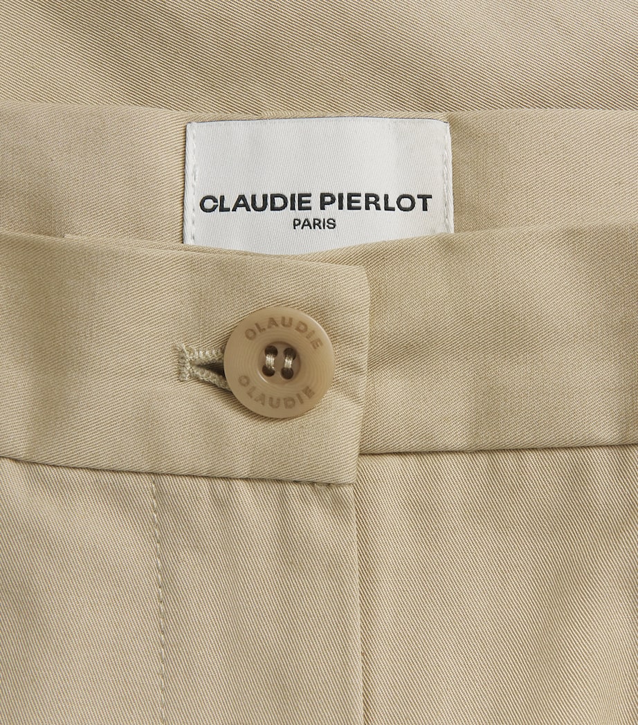 Claudie Pierlot Cotton Straight Trousers Beige Image 6