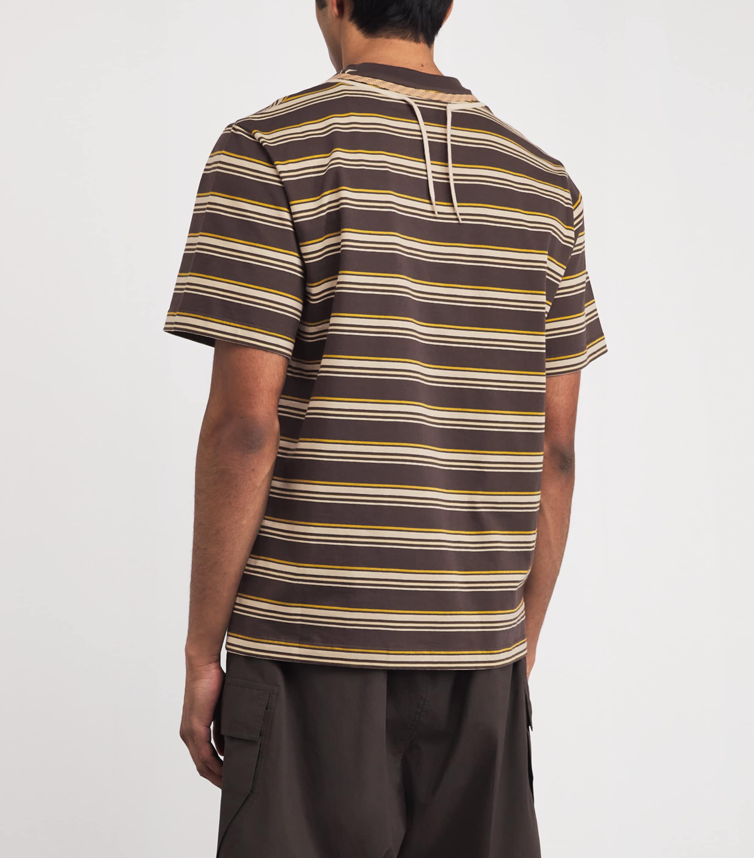 Craig Green Mens Cotton Stripe Trek-Lace T-Shirt Charcoal Stripe Image 4