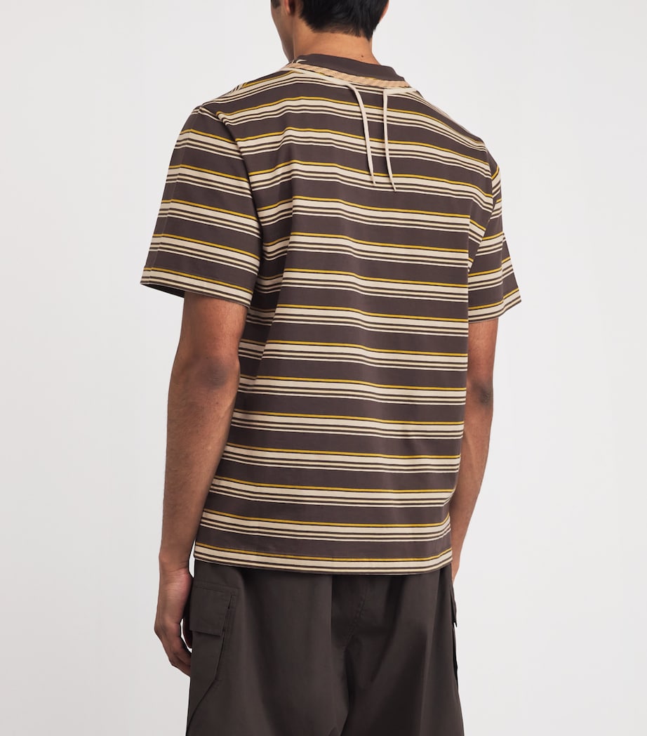 Craig Green Mens Cotton Stripe Trek-Lace T-Shirt Charcoal Stripe Image 4