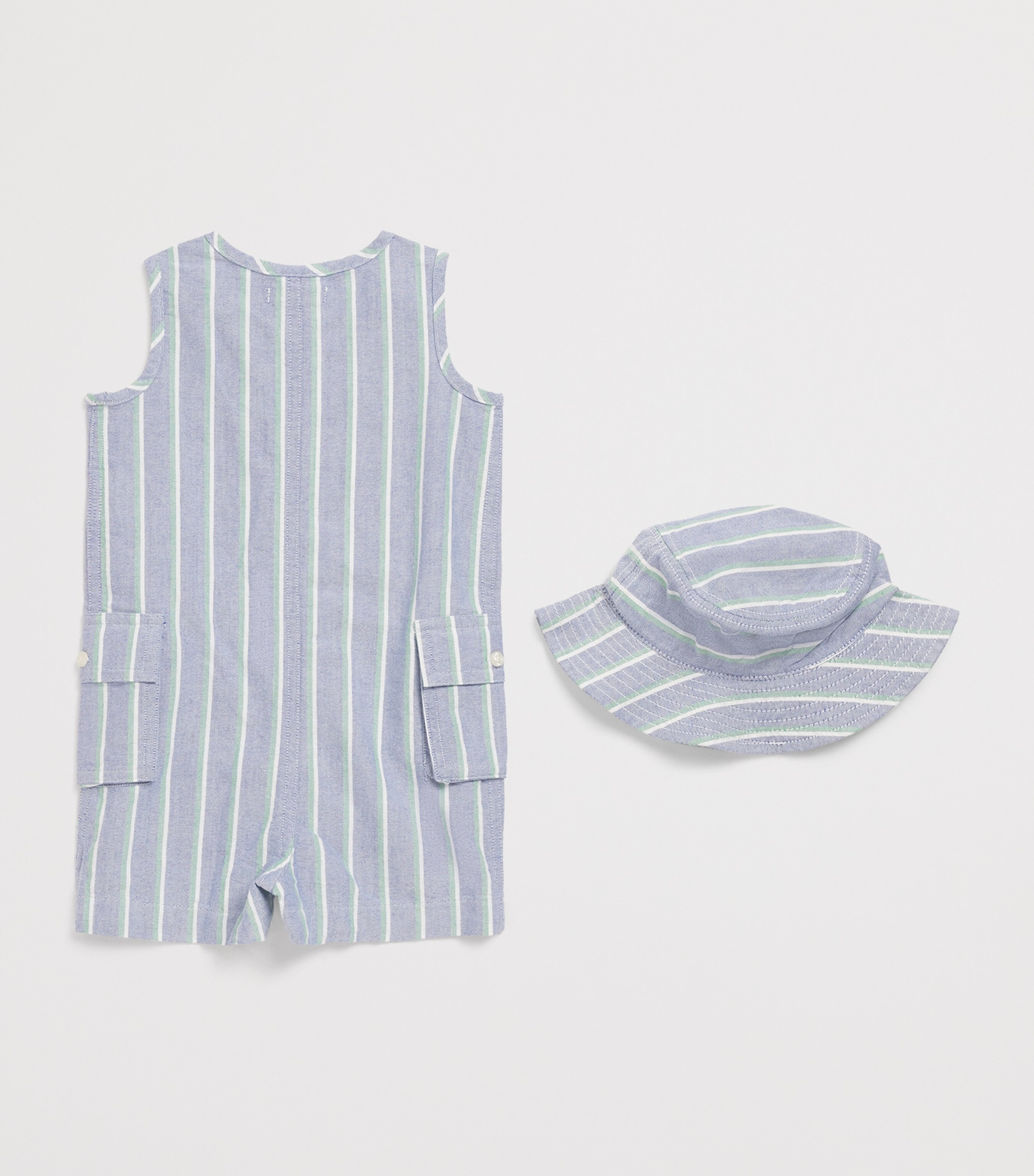 Ralph Lauren Kids Cotton Stripe Hat and Playsuit Set (3-24 Months) Image 2