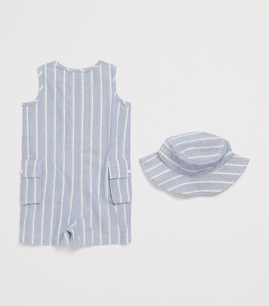 Ralph Lauren Kids Cotton Stripe Hat and Playsuit Set (3-24 Months) Image 2