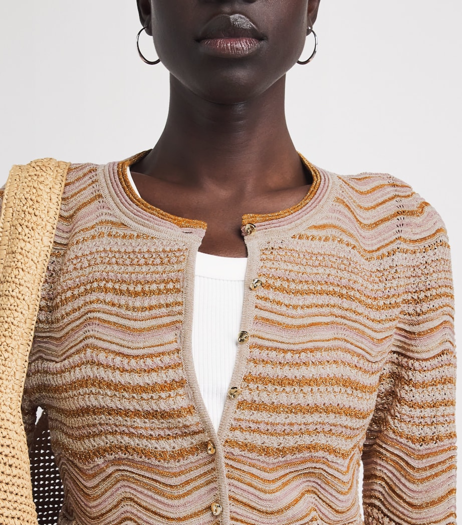 Sandro Paris Womens Knitted Stripe Cardigan Brown Image 3