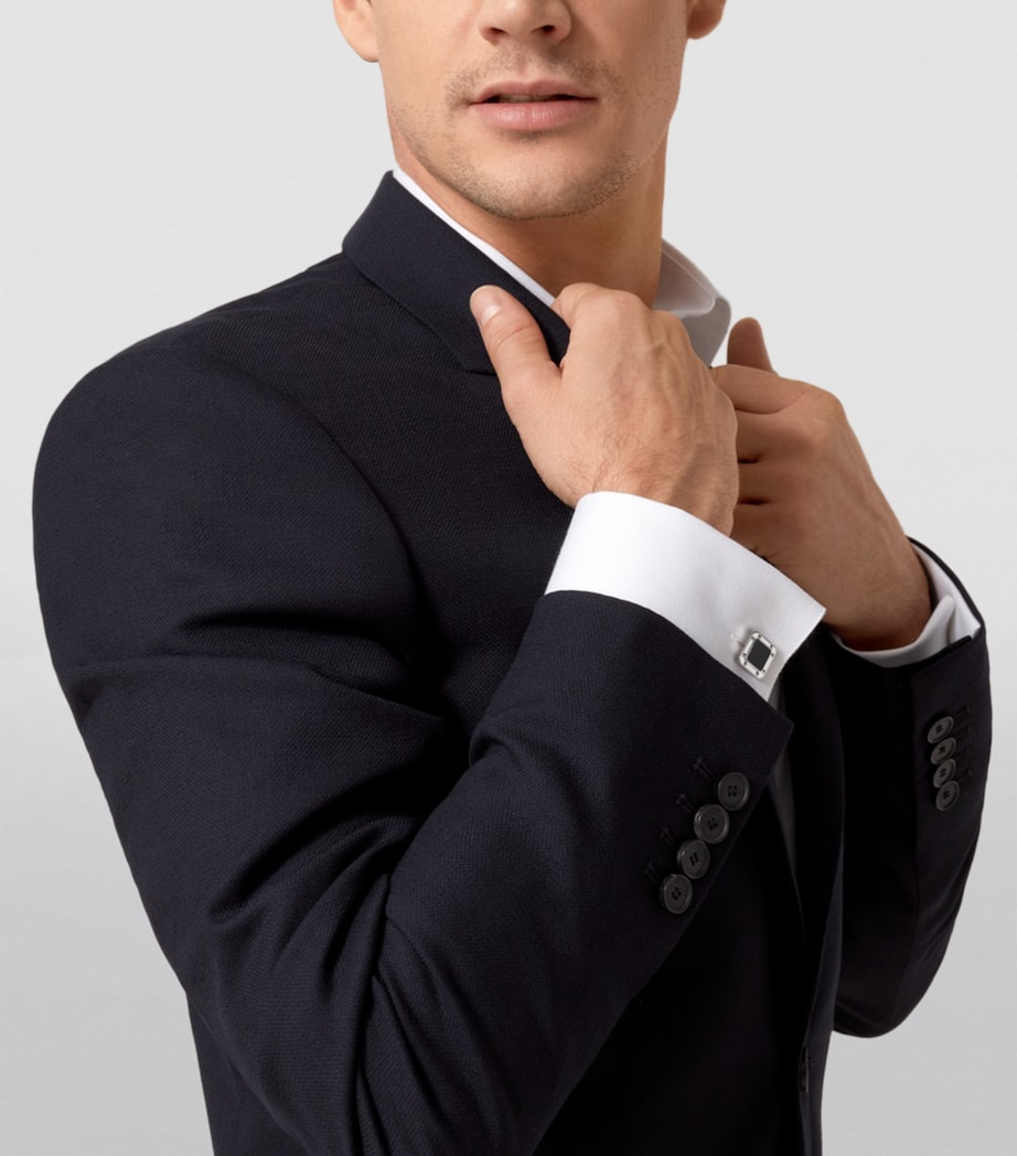 Sterling Silver Santos de Cartier Cufflinks BLACK Image 4