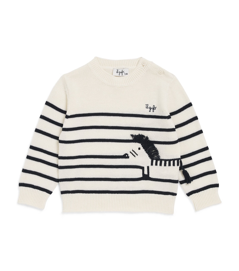 Organic Cotton Stripe Sweater (2-6 Years) 1049 MILK/BLUE Image 1