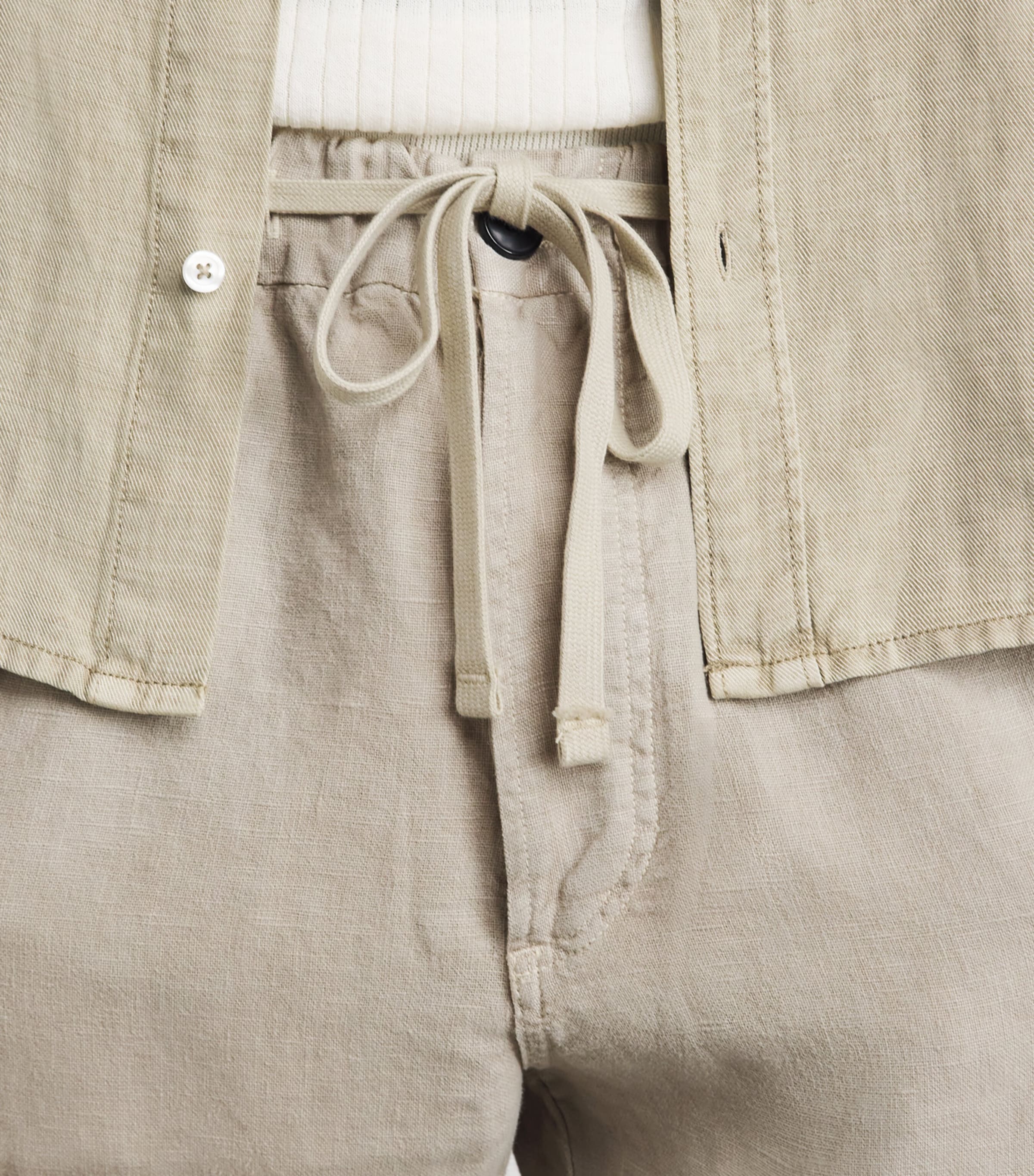 Citizens of Humanity Mens Linen Drawstring Straight Trousers Wheat Image 3