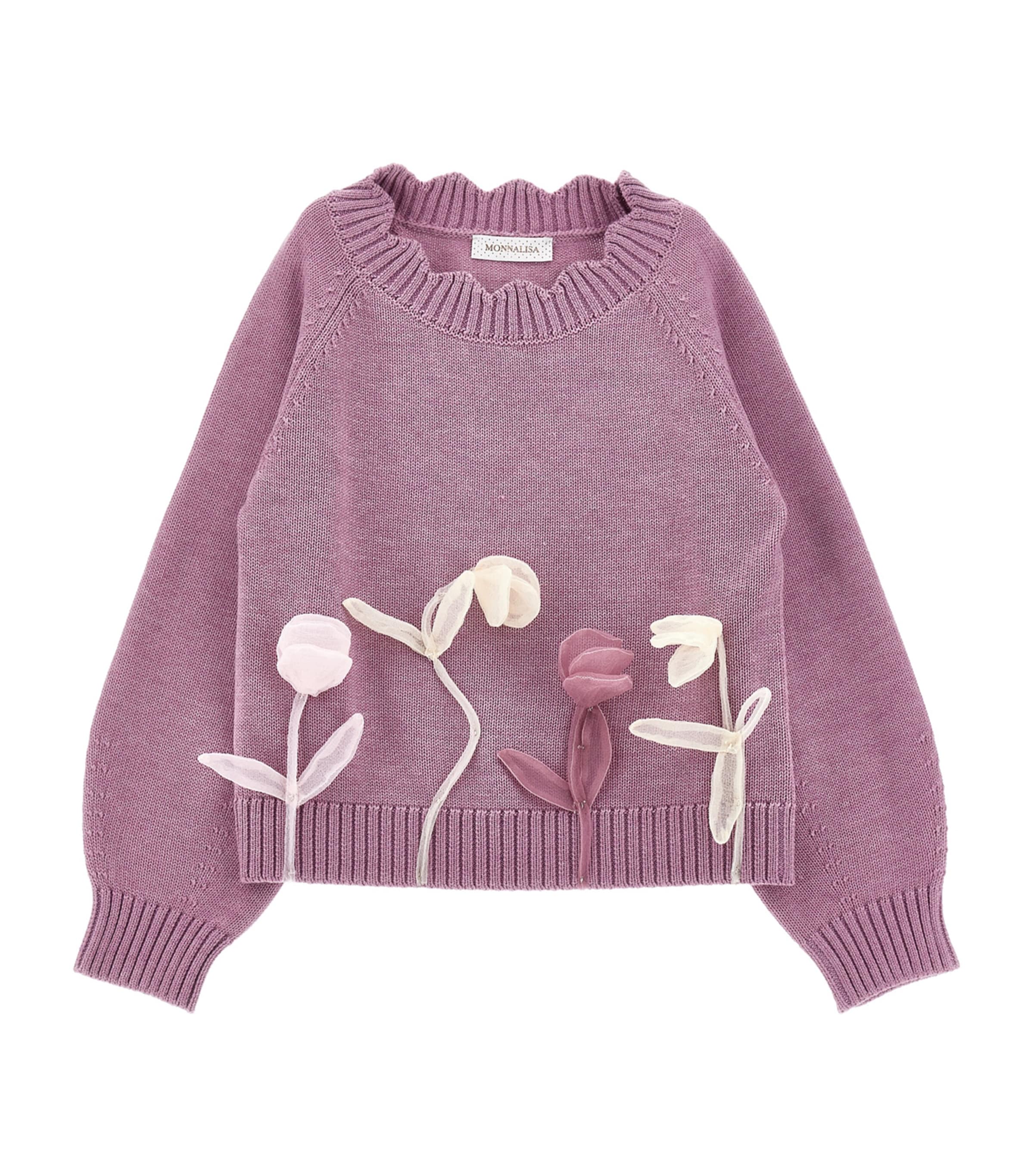 Monnalisa Kids' Appliqué-flower Sweater In Pink