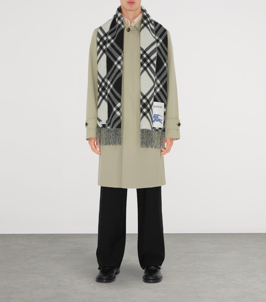 Cashmere Check Scarf BLACK Image 5