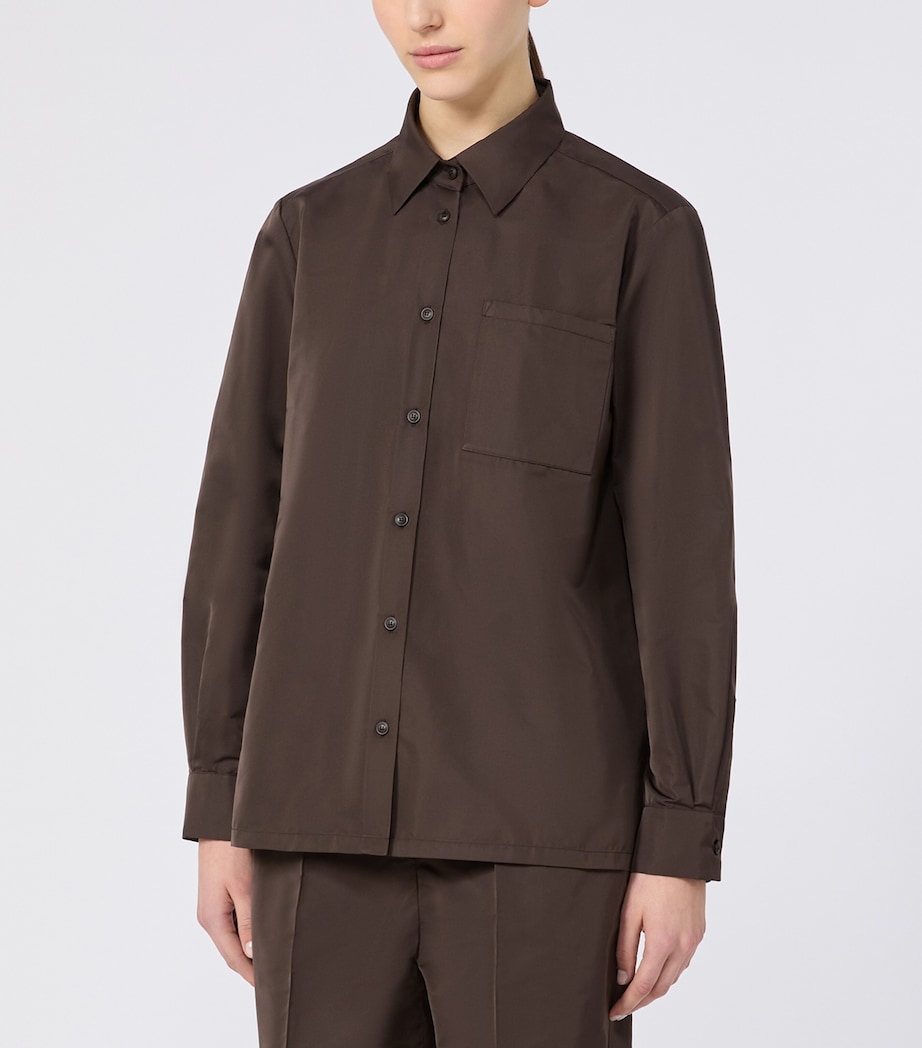 Max Mara Womens Satin Shirt Dark Brown Image 3