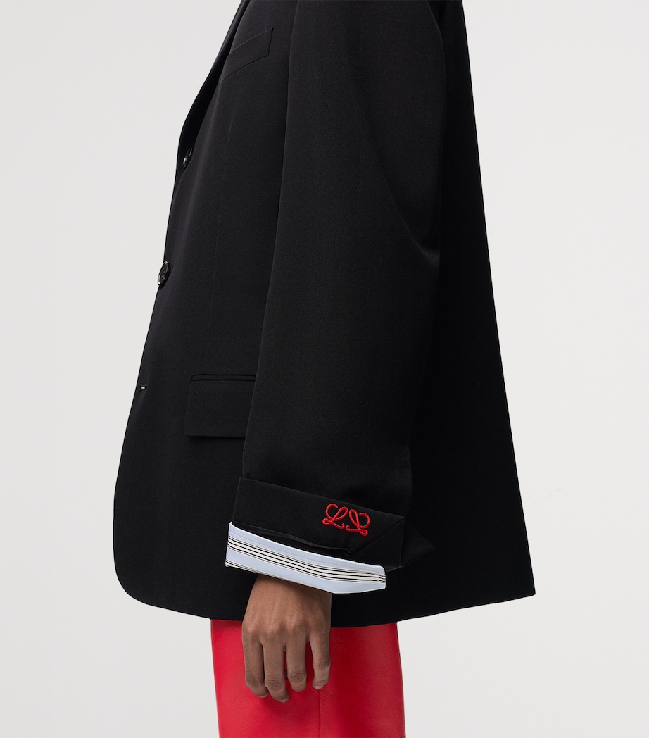 LOEWE Womens Wool-Blend Layered-Cuff Blazer Black Image 5
