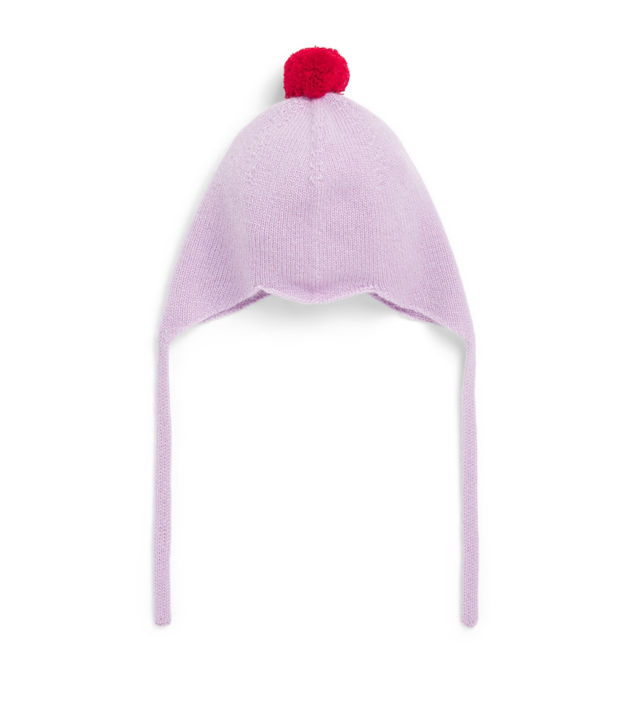Rosie Sugden Cashmere Pom-Pom Bonnet (0-24 Months) Lupin/chianti Image 1