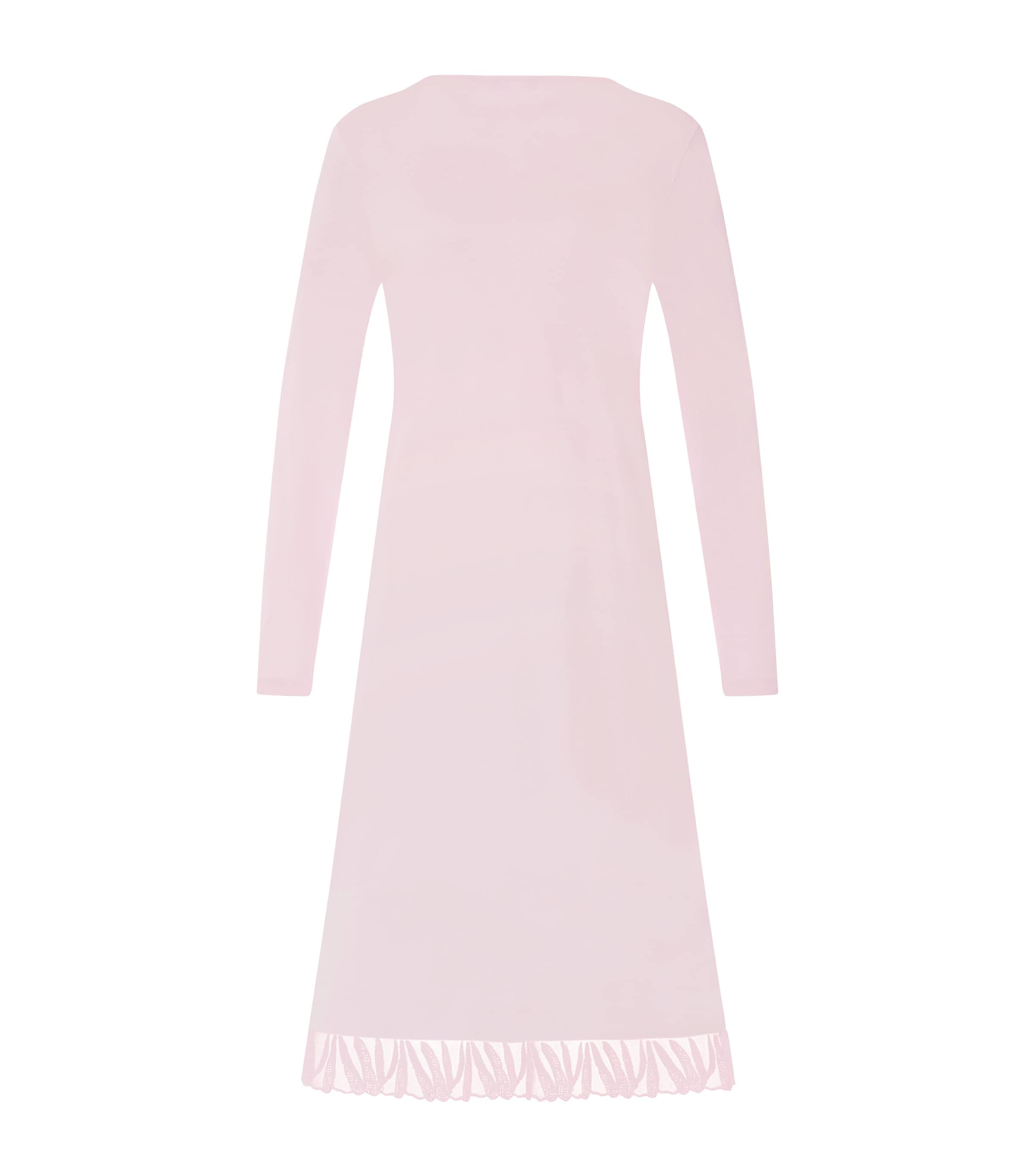 Hanro Womens Cotton Rosaria Long-Sleeve Nightdress Rose Bath Image 3