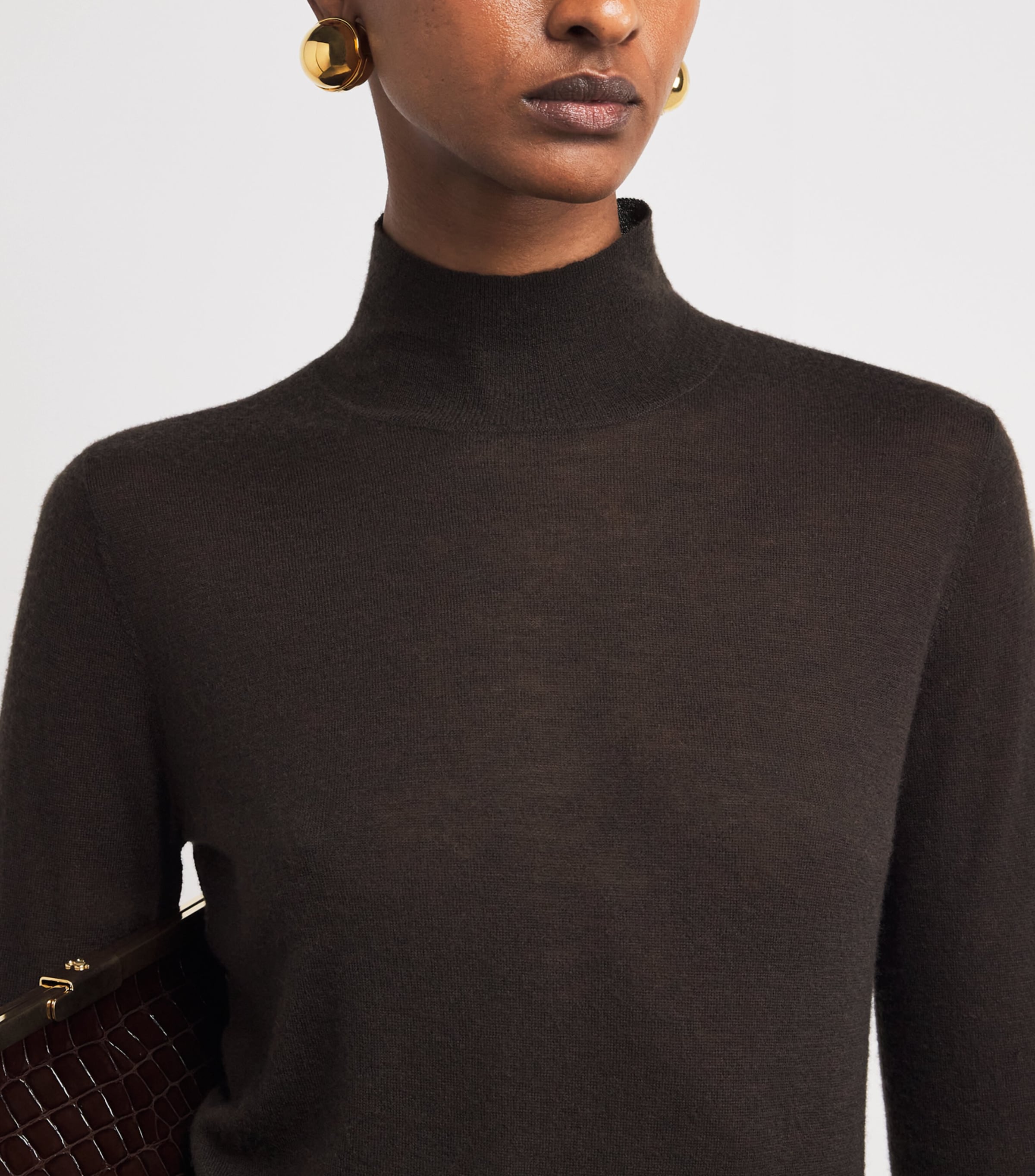 Cashmere High-Neck Sweater COCOA Image 6