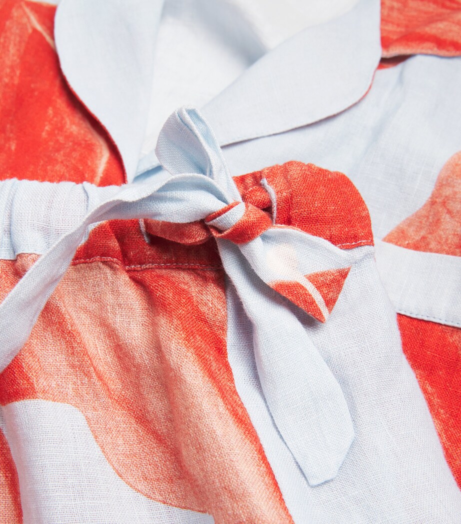 Linen Hibiscus Short Pyjama Set BLUE/RED Image 5