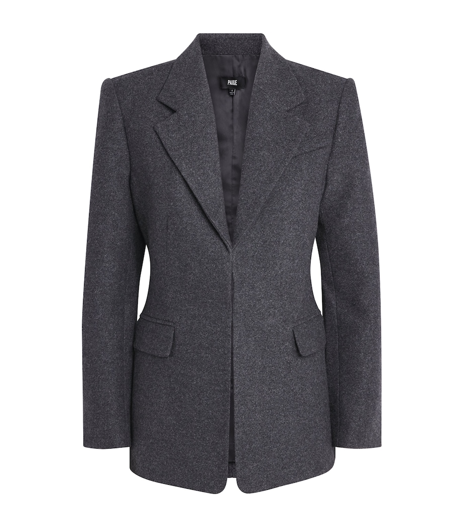 PAIGE Womens Wool-Blend Capelli Blazer Charcoal Image 1