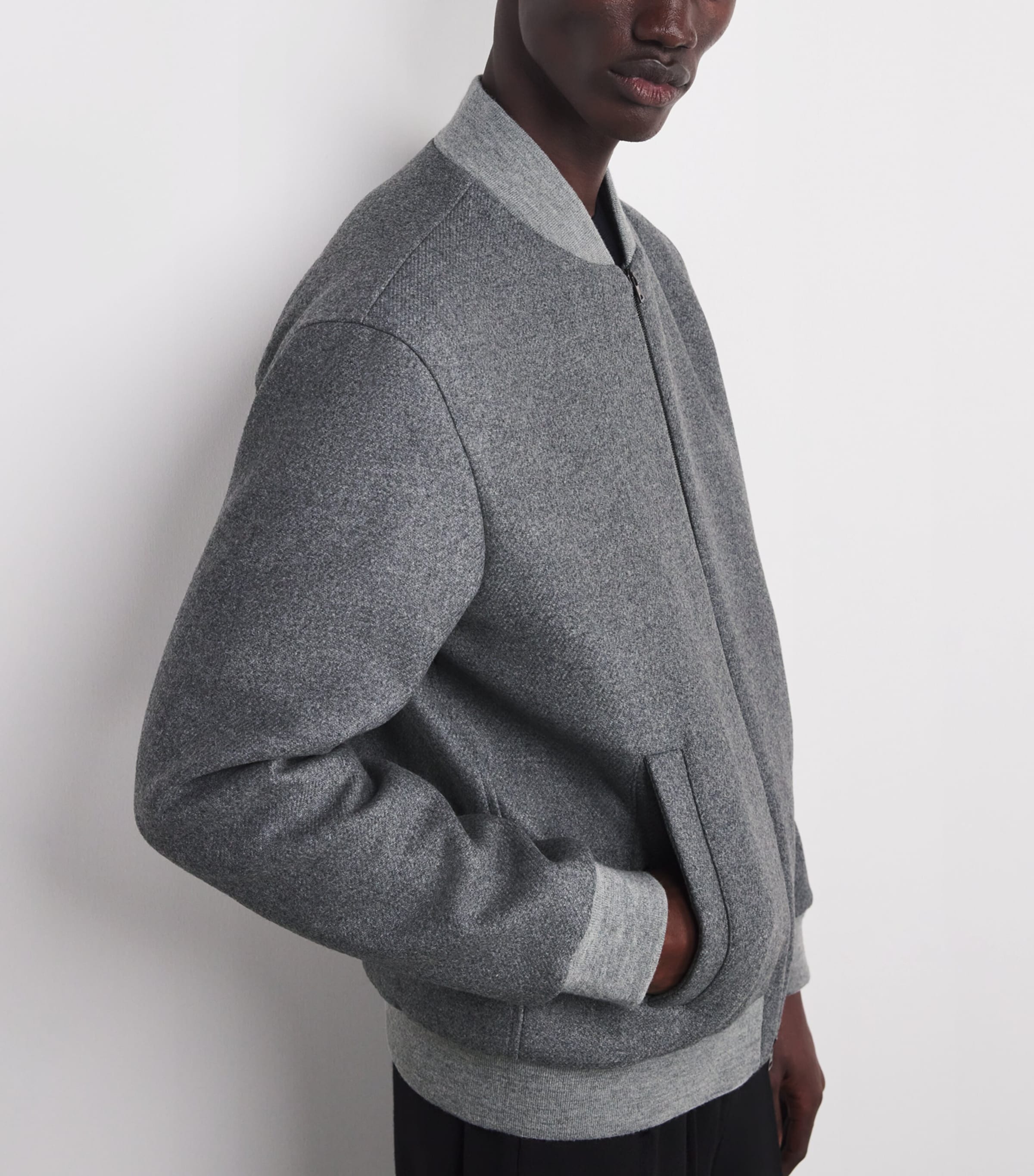 Wool-Blend Felt Bomber Jacket 9420 GREY Image 6
