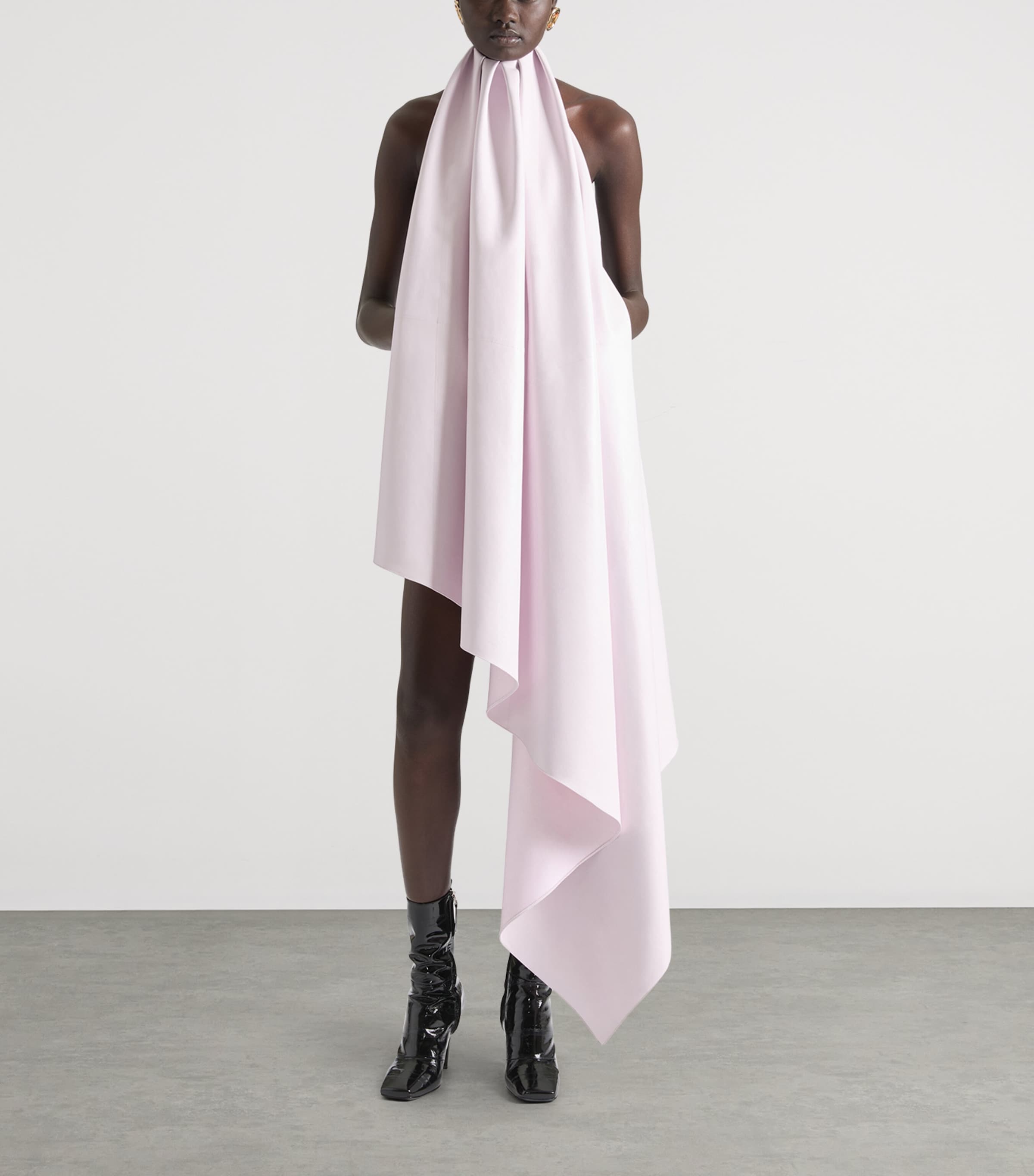 Leather Halterneck Mini Dress PALE PINK Image 2