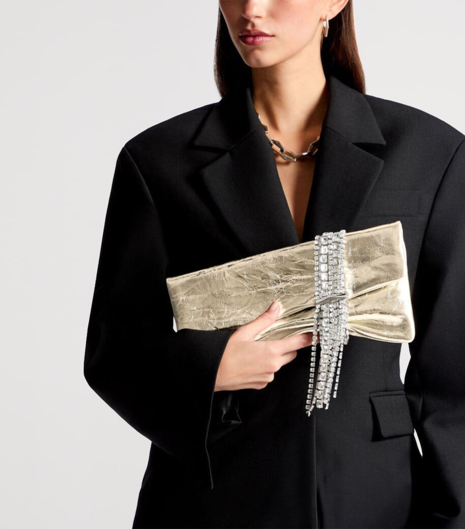 Jimmy Choo Leather-Crystal Zandra Clutch Bag Light Platinum/silve Image 2