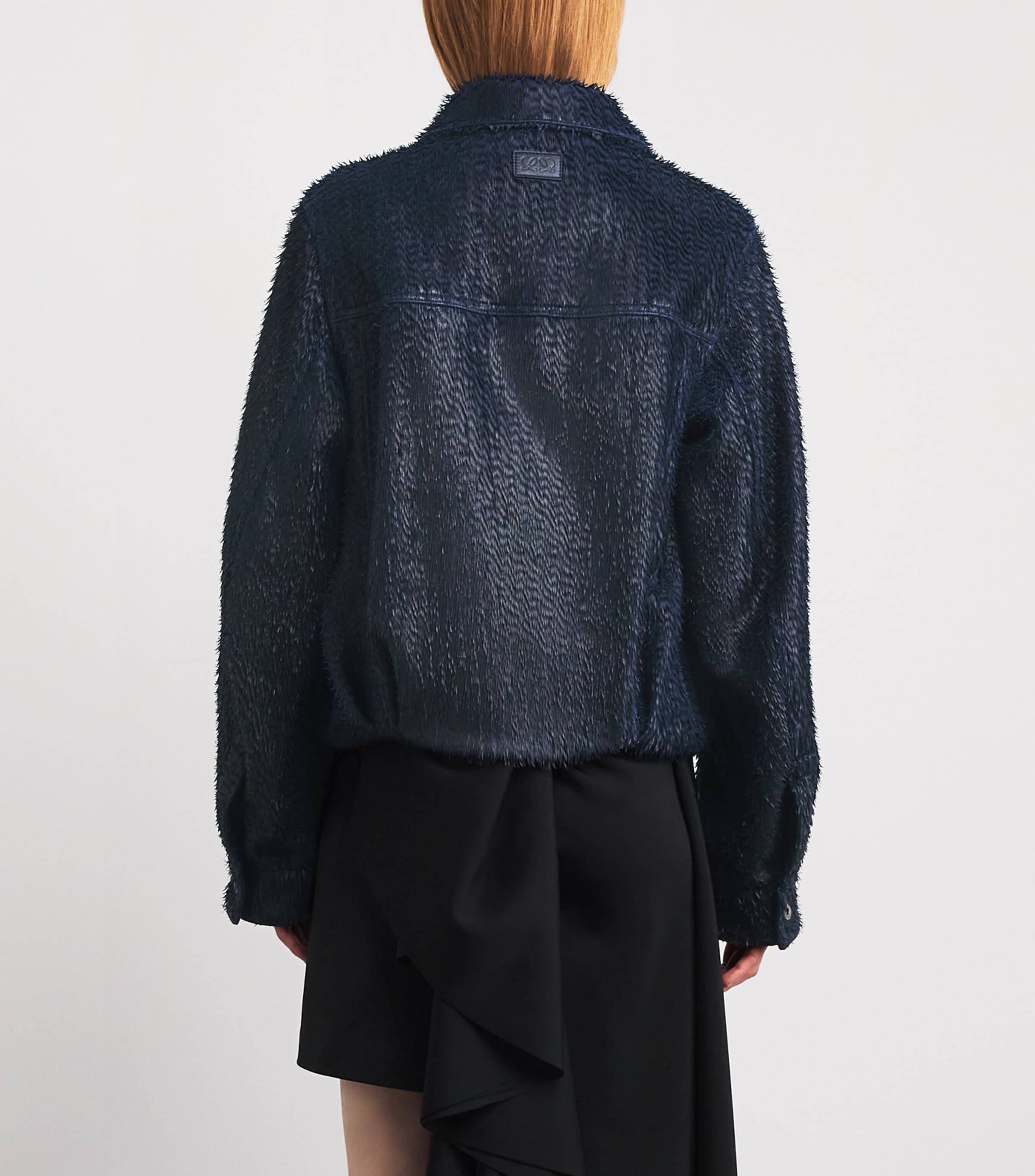 LOEWE Womens Lamb Leather Jacket Dark Blue Image 5