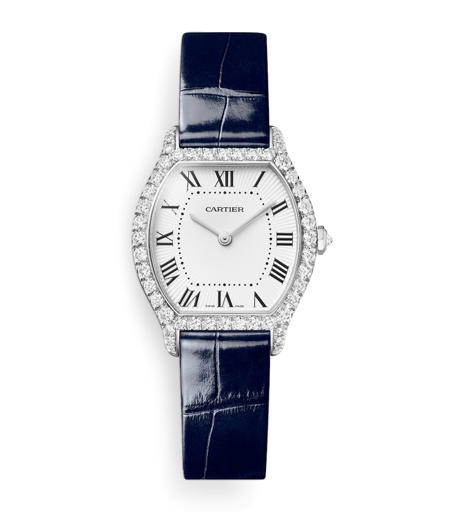 Cartier Small White Gold and Diamond Tortue Watch 26.7mm White Gold Image 1