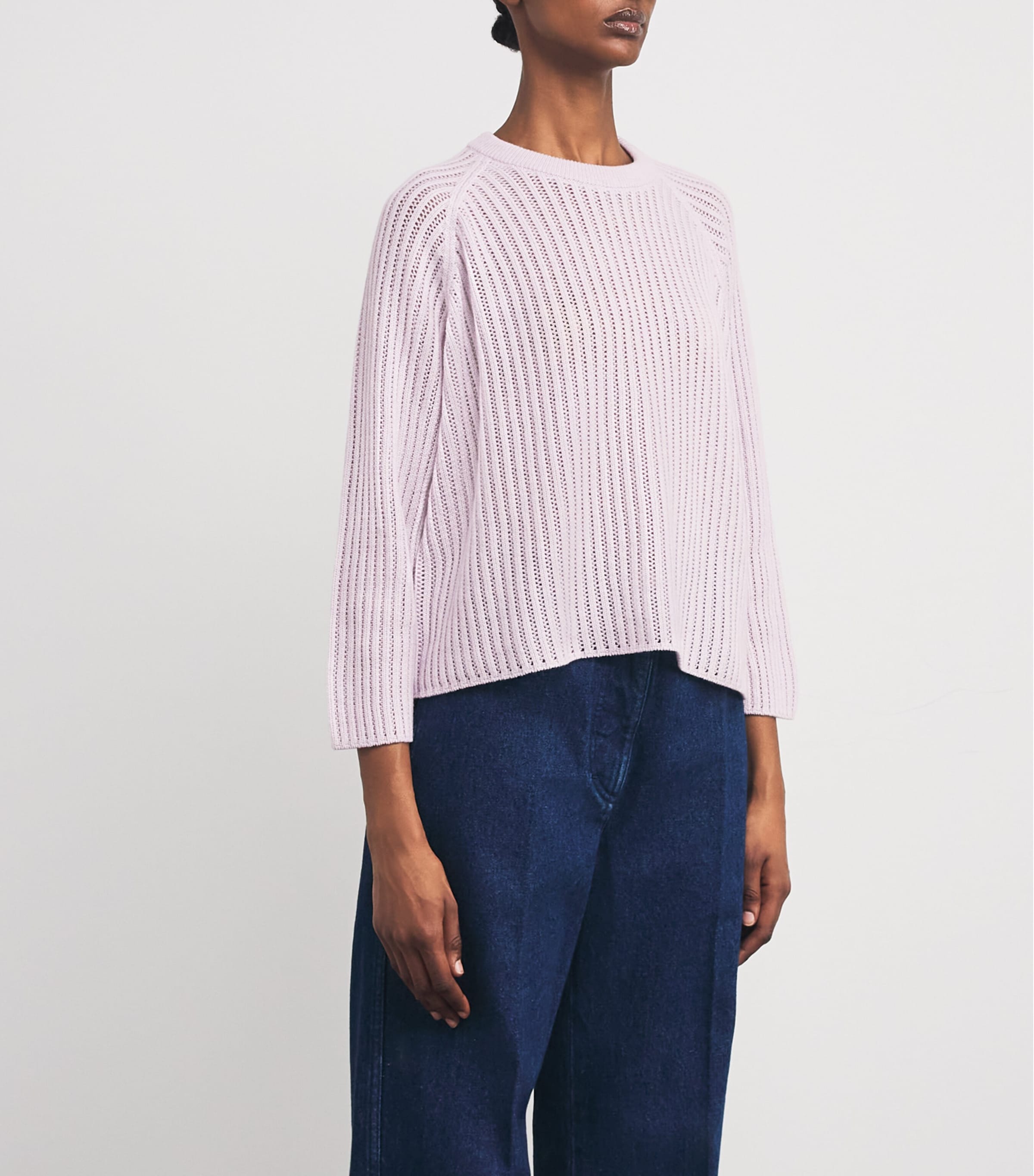 Johnstons Of Elgin Womens Cashmere Mesh Sweater Lavender Image 3