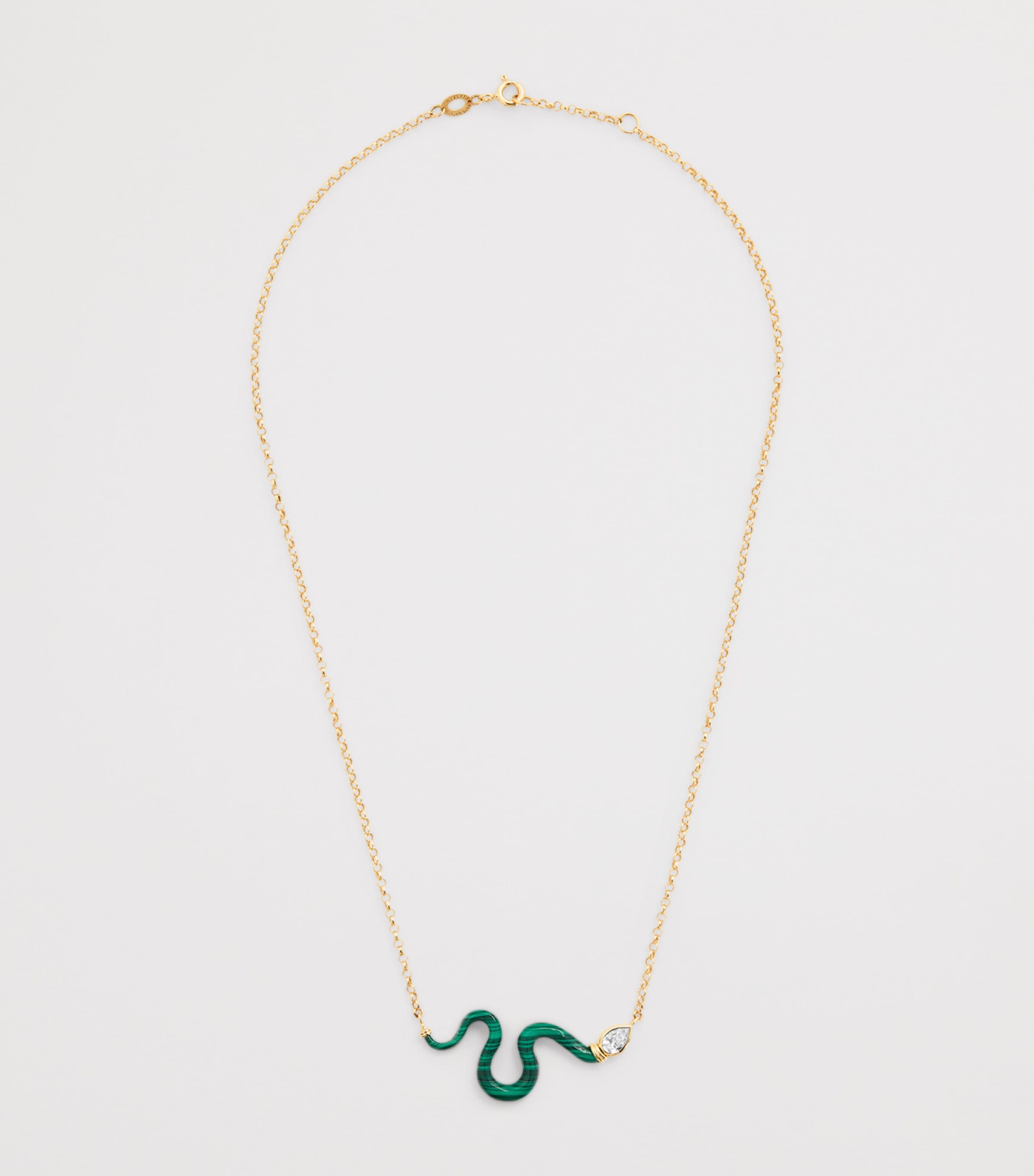 Large Yellow Gold, Diamond and Malachite N*93 Boa Necklace YELLOW GOLD Image 3