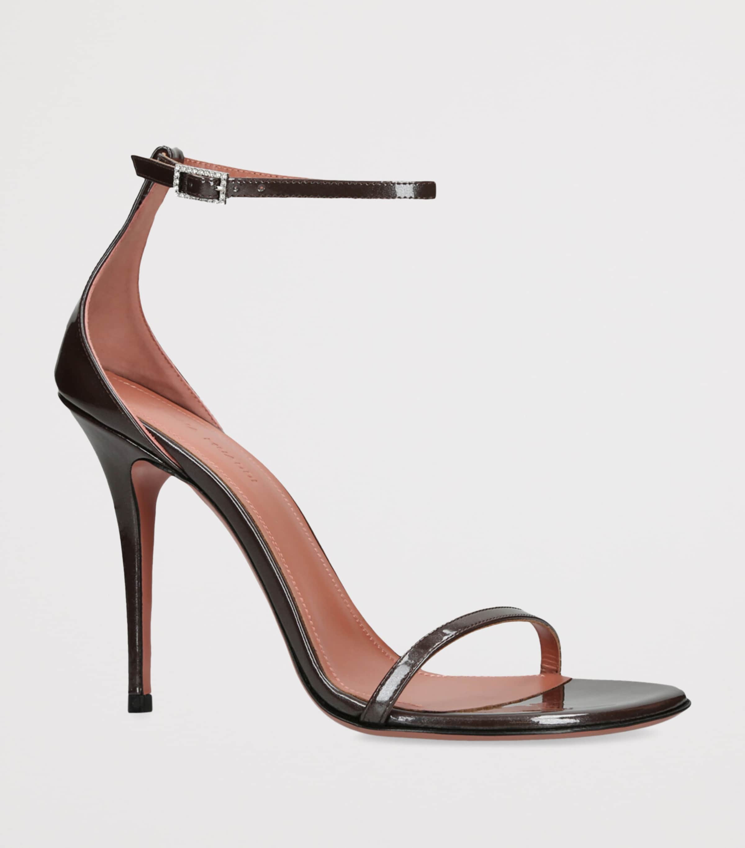 Patent Leather Barbara Heeled Sandals 105 BROWN Image 3