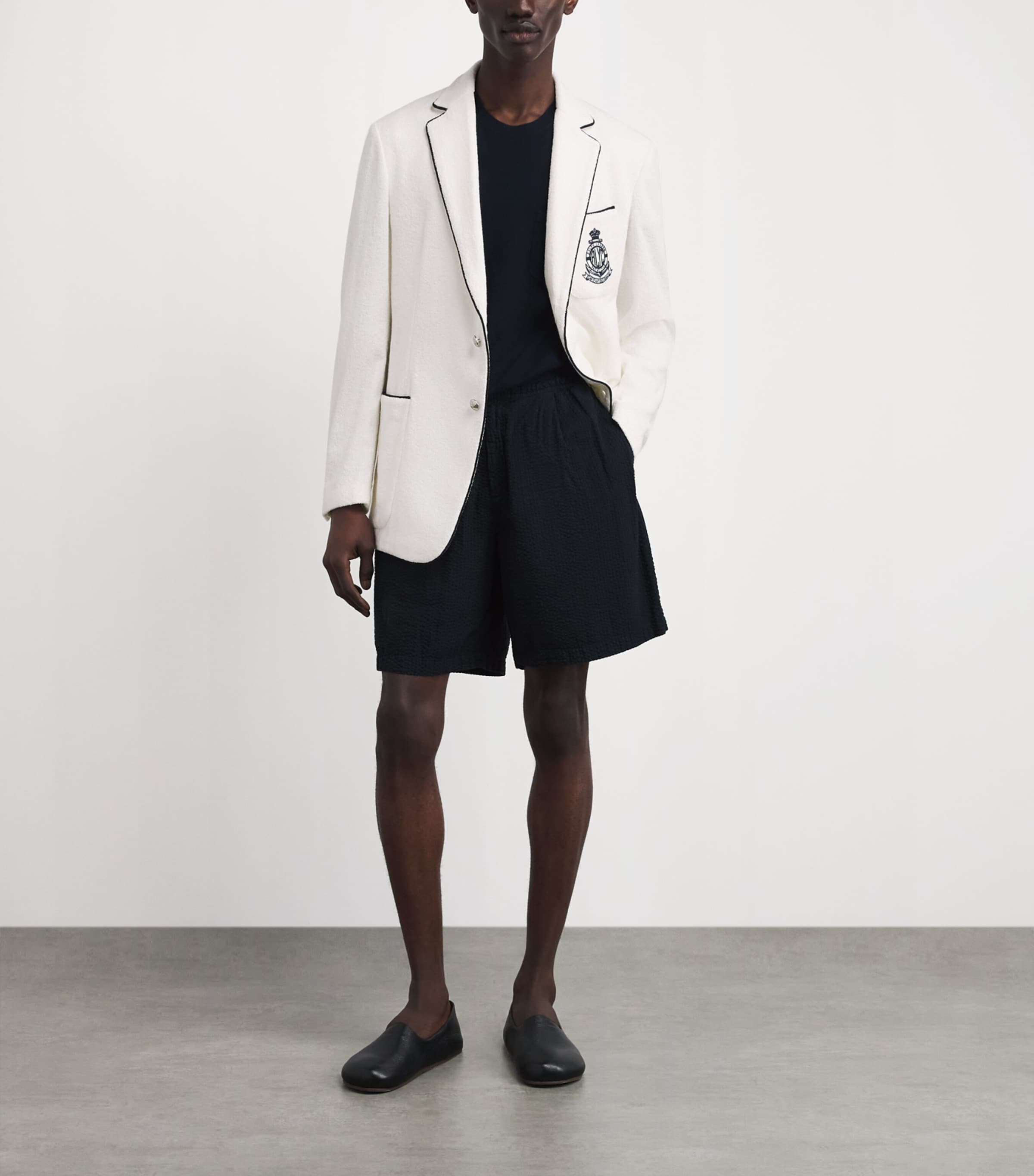 Ralph Lauren Purple Label Mens Terry Embroidered Blazer White Image 2