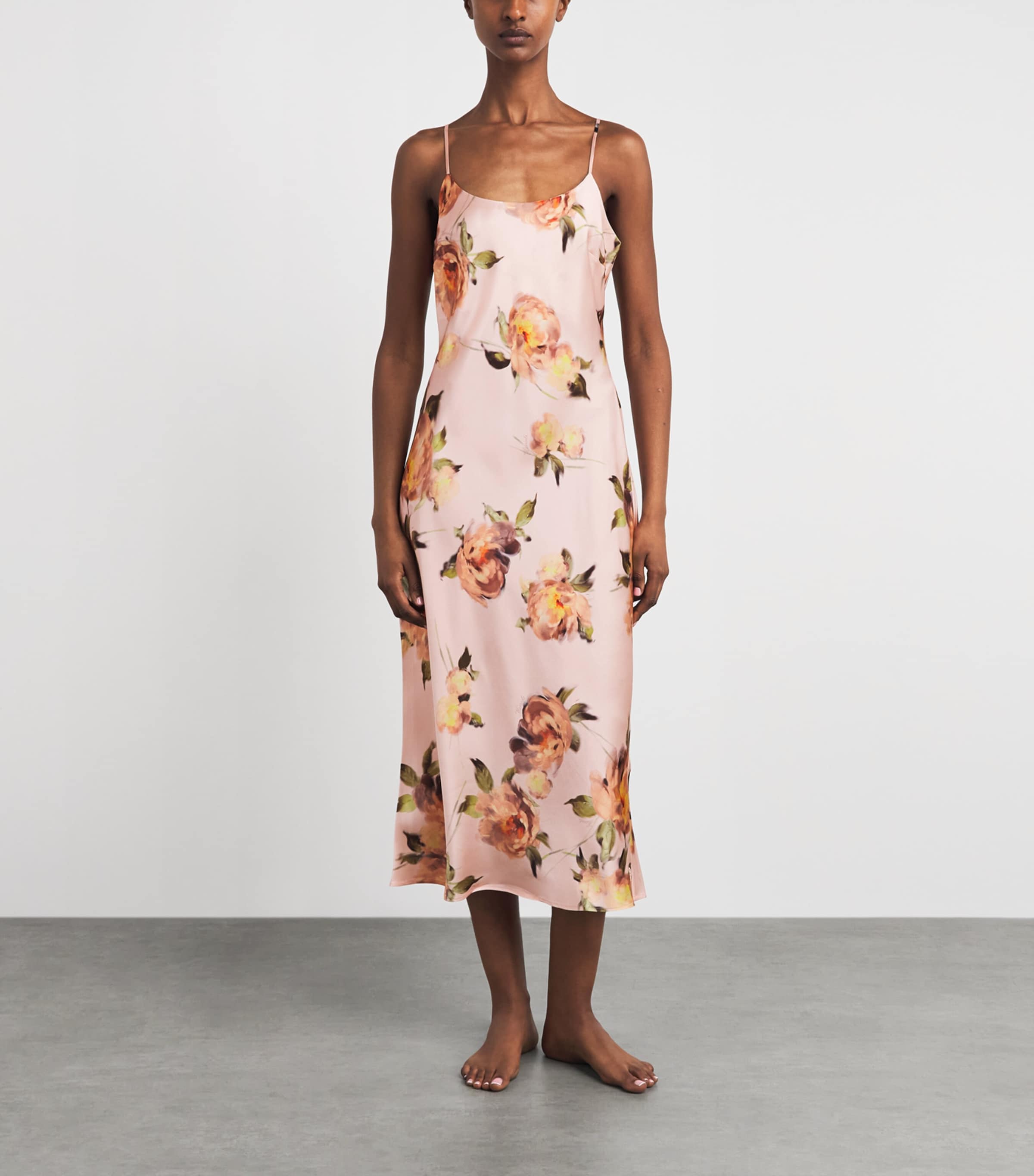 Harrods Womens Silk Midnight Rose Nightdress Pink Image 2