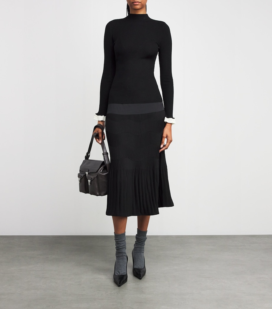 Wool-Blend Contrast-Cuff Sweater BLACK Image 2