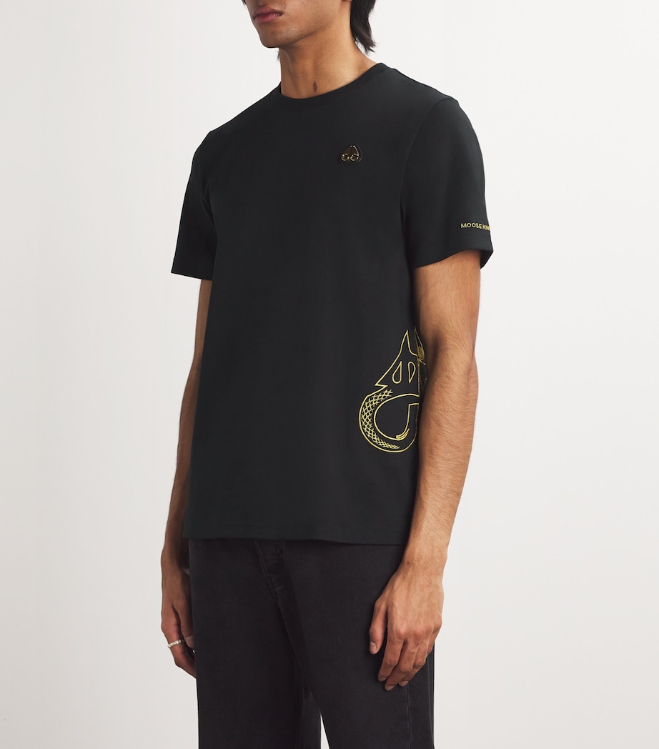 Moose Knuckles Mens Snake Logo Print T-Shirt Black Image 3