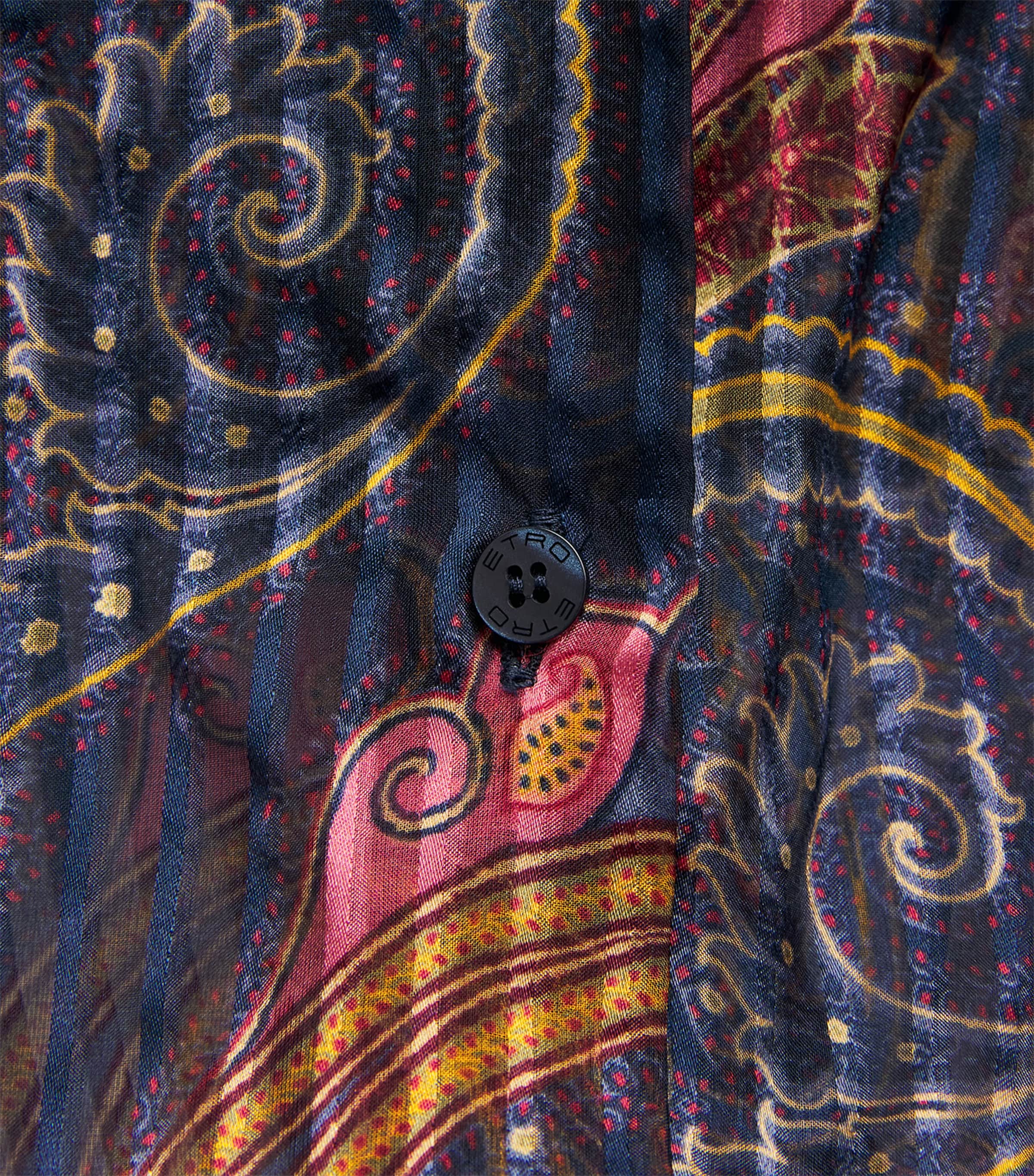 Etro Womens Silk Pleated Paisley Shirt Print/blue Bs Image 6