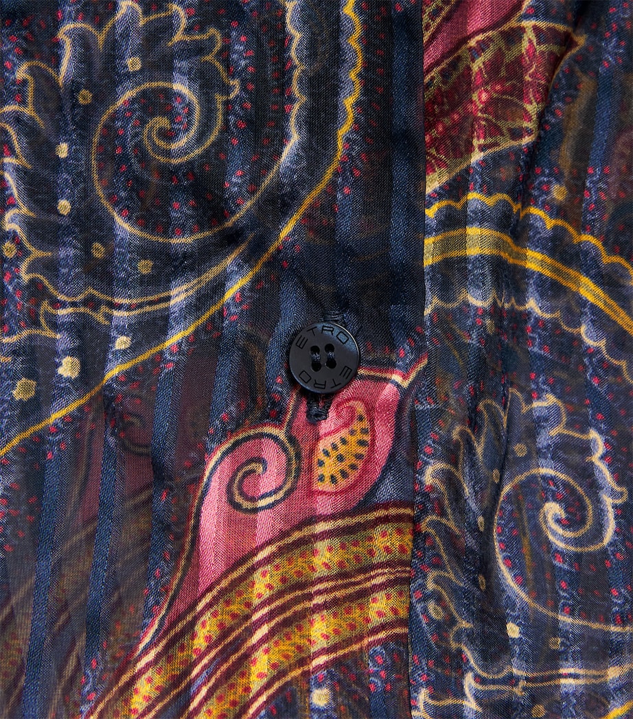 Etro Womens Silk Pleated Paisley Shirt Print/blue Bs Image 6