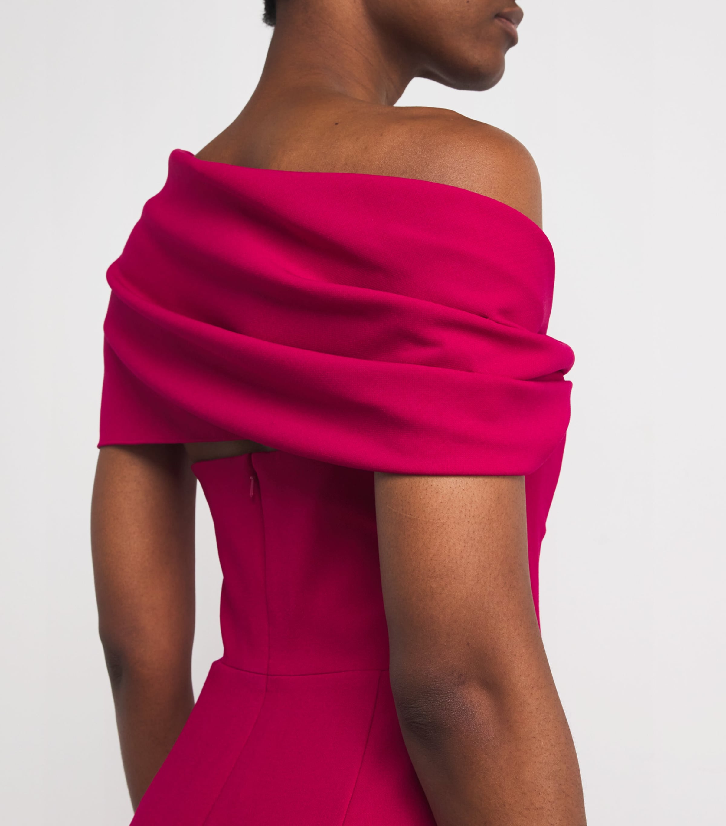 Stretch-Virgin Wool Draped Midi Dress 039 CLARET Image 4