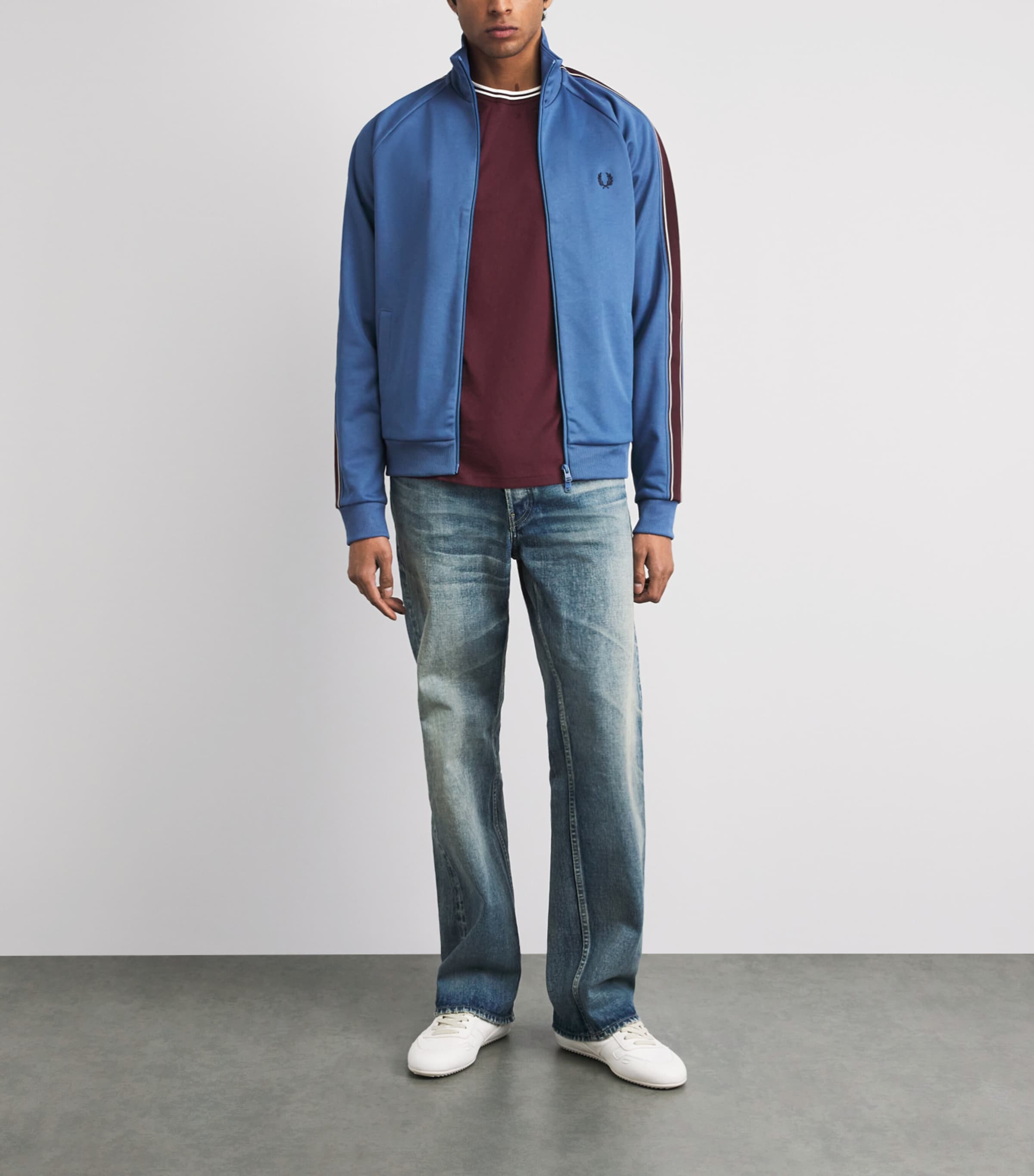 Fred Perry Mens Cotton Twin Tipped T-Shirt Oxblood / Ecru Image 2