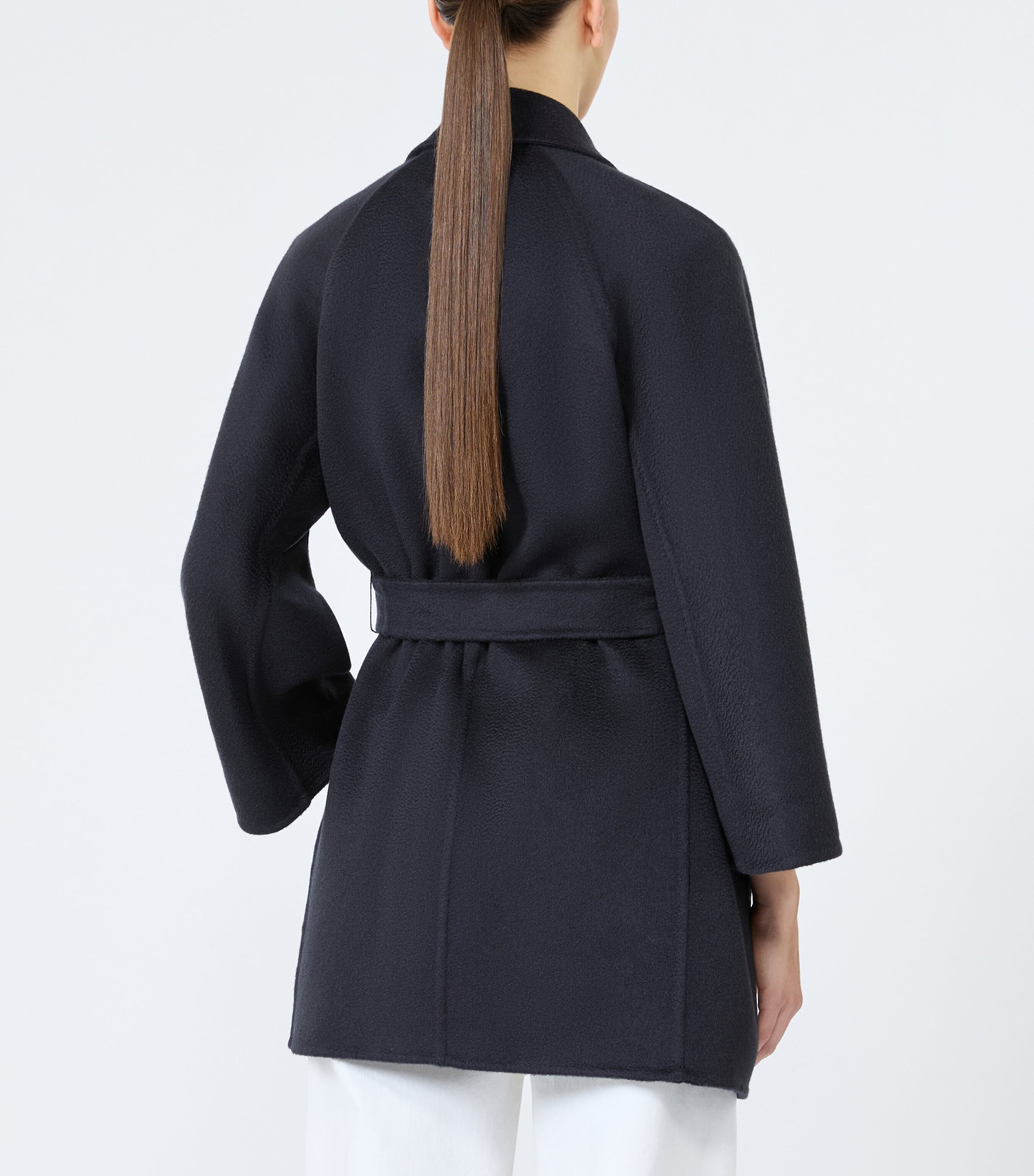 Max Mara Womens Cashmere Short Wrap Coat with Scarf Ultramarine Image 3