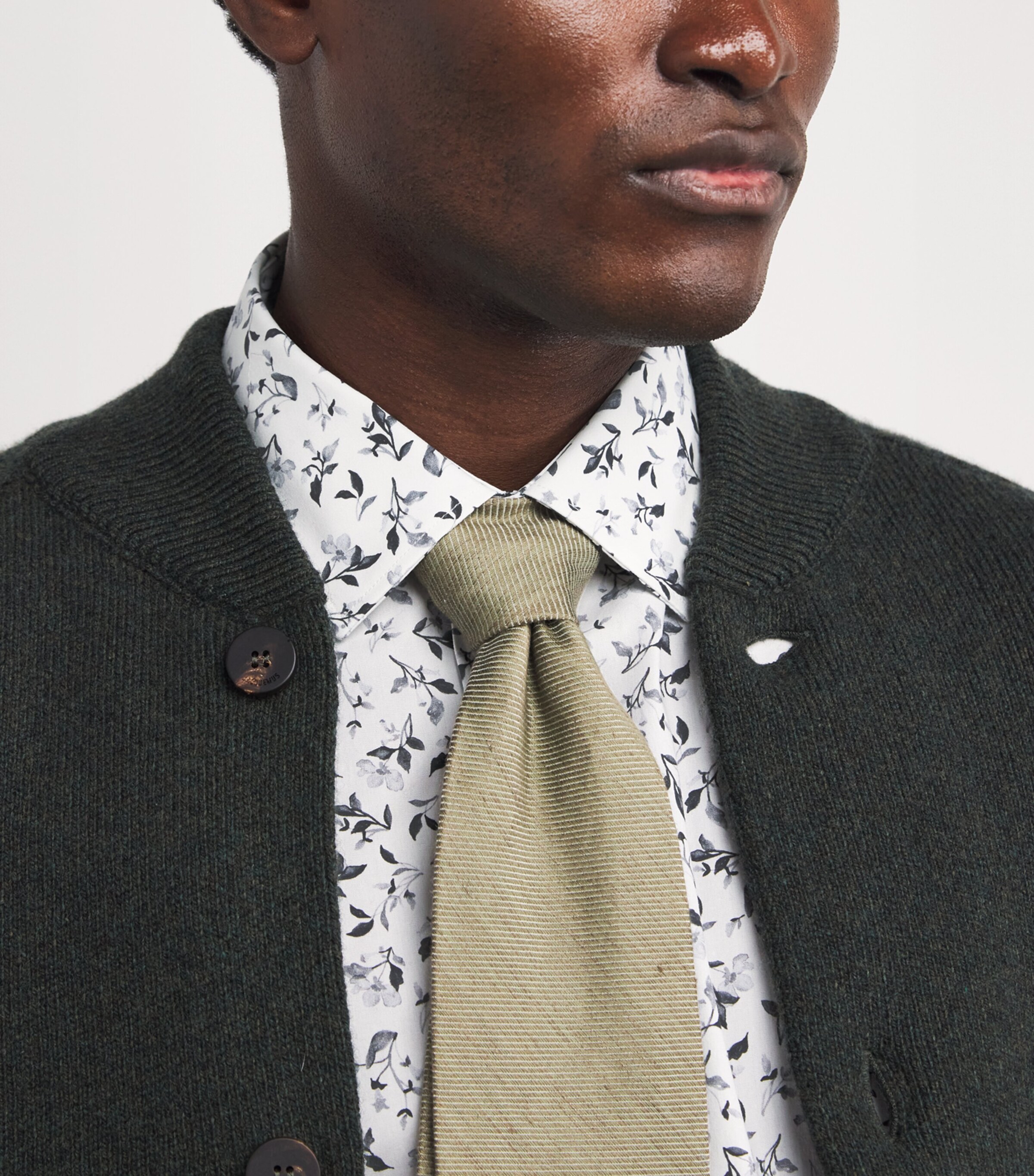 Cotton Floral Print Tailored Fit Shirt 01_WHITE Image 6