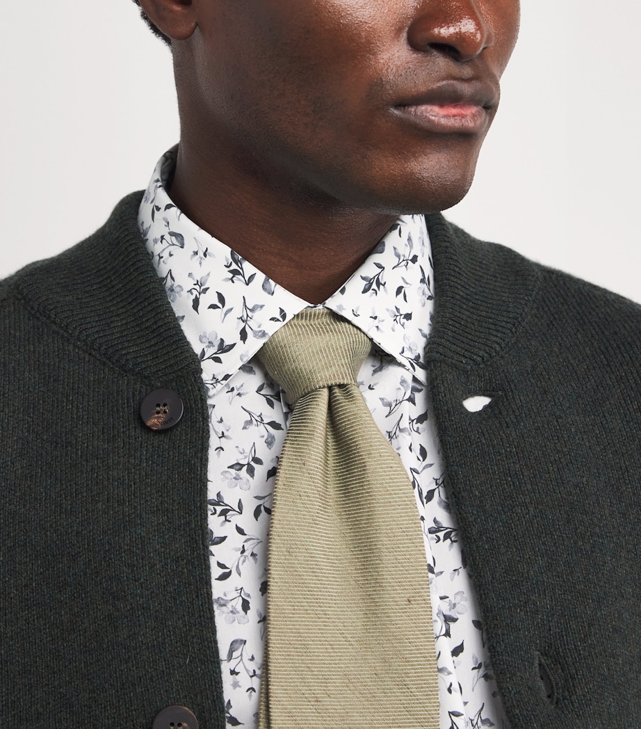 Cotton Floral Print Tailored Fit Shirt 01_WHITE Image 6